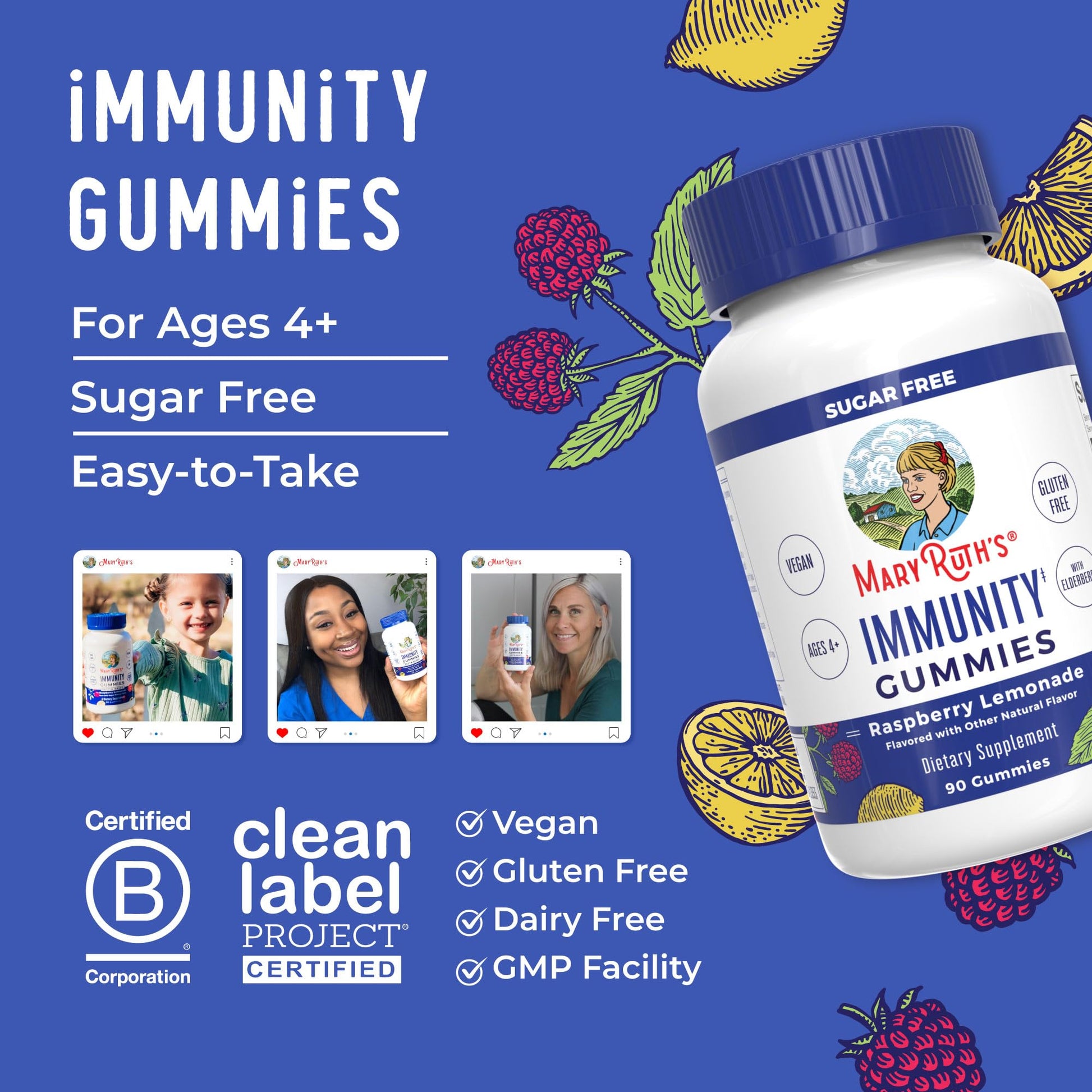MaryRuth Organics Sugar Free Immunity Gummies | Powerful Blend | Elderberry Vitamin C & Zinc | Vitamin D3 & Echinacea | Immune Support Supplement | Gummies for Kids & Adults | Vegan | Non GMO | 90ct MARYRUTH'S buy supplements canada