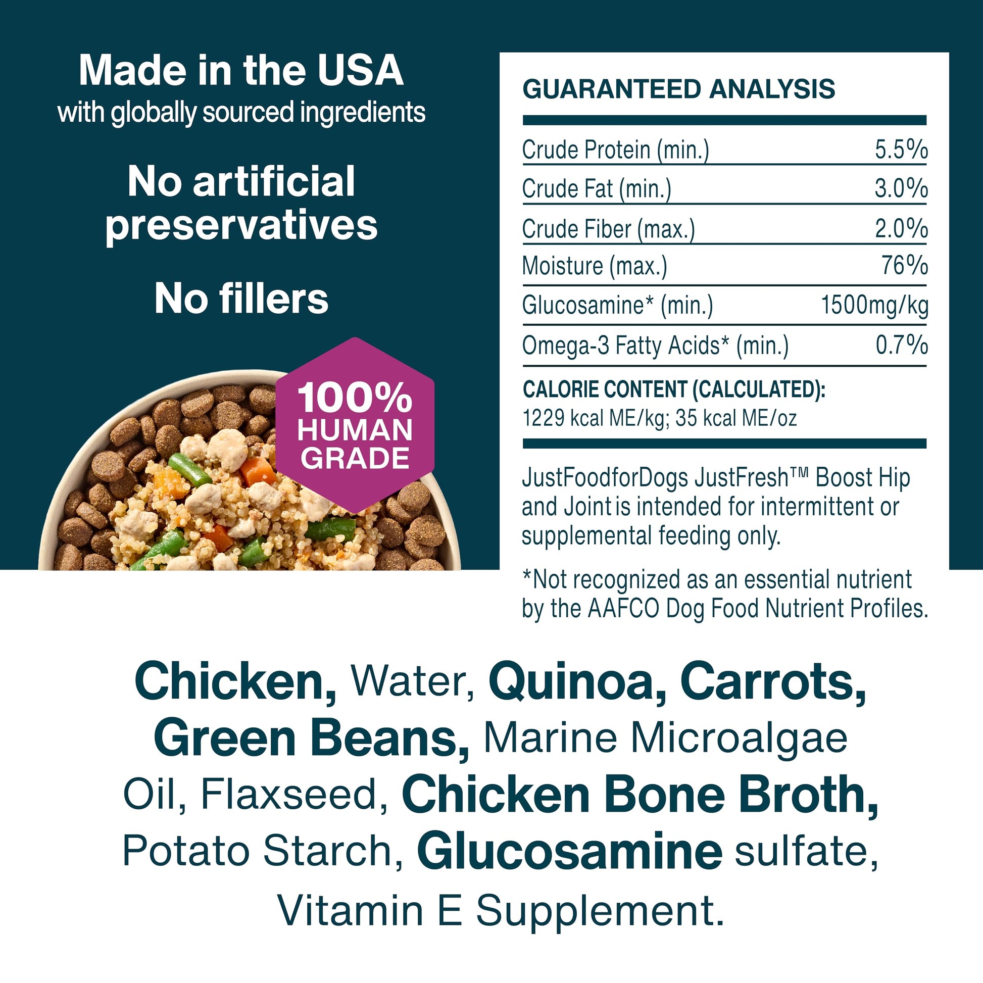 JustFoodForDogs JustFresh Boosts Hip & Joint Support Dog Food Toppers with Glucosamine to Support Hip Mobility & Joint Flexibility, Human-Grade Fresh Pet Meal Booster, 8 oz Pouches - 8 Pack JustFoodForDogs buy supplements canada