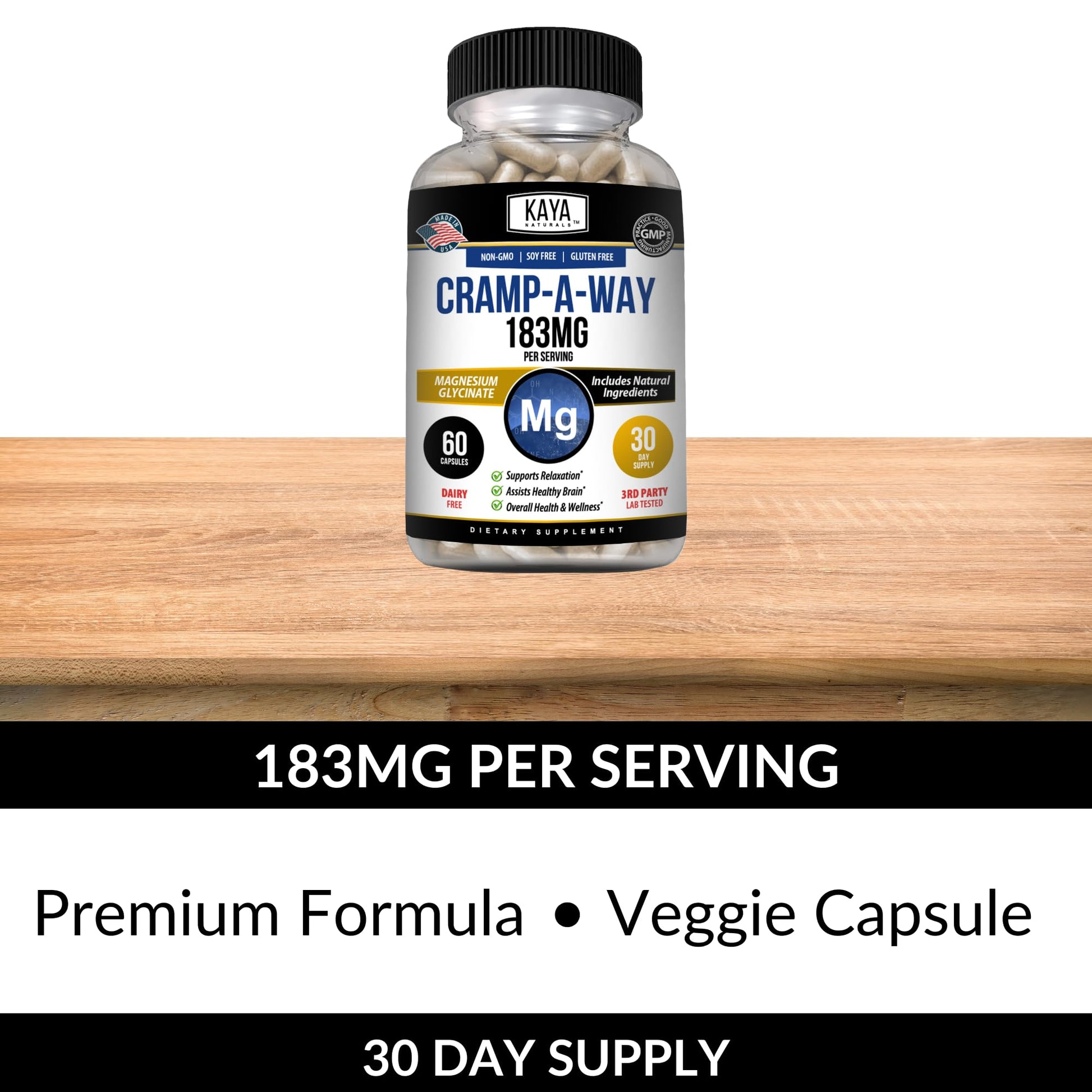 Kaya Naturals Cramp-A-Way Magnesium Glycinate 183mg (60 Count (Pack of 1) Kaya Naturals buy supplements canada