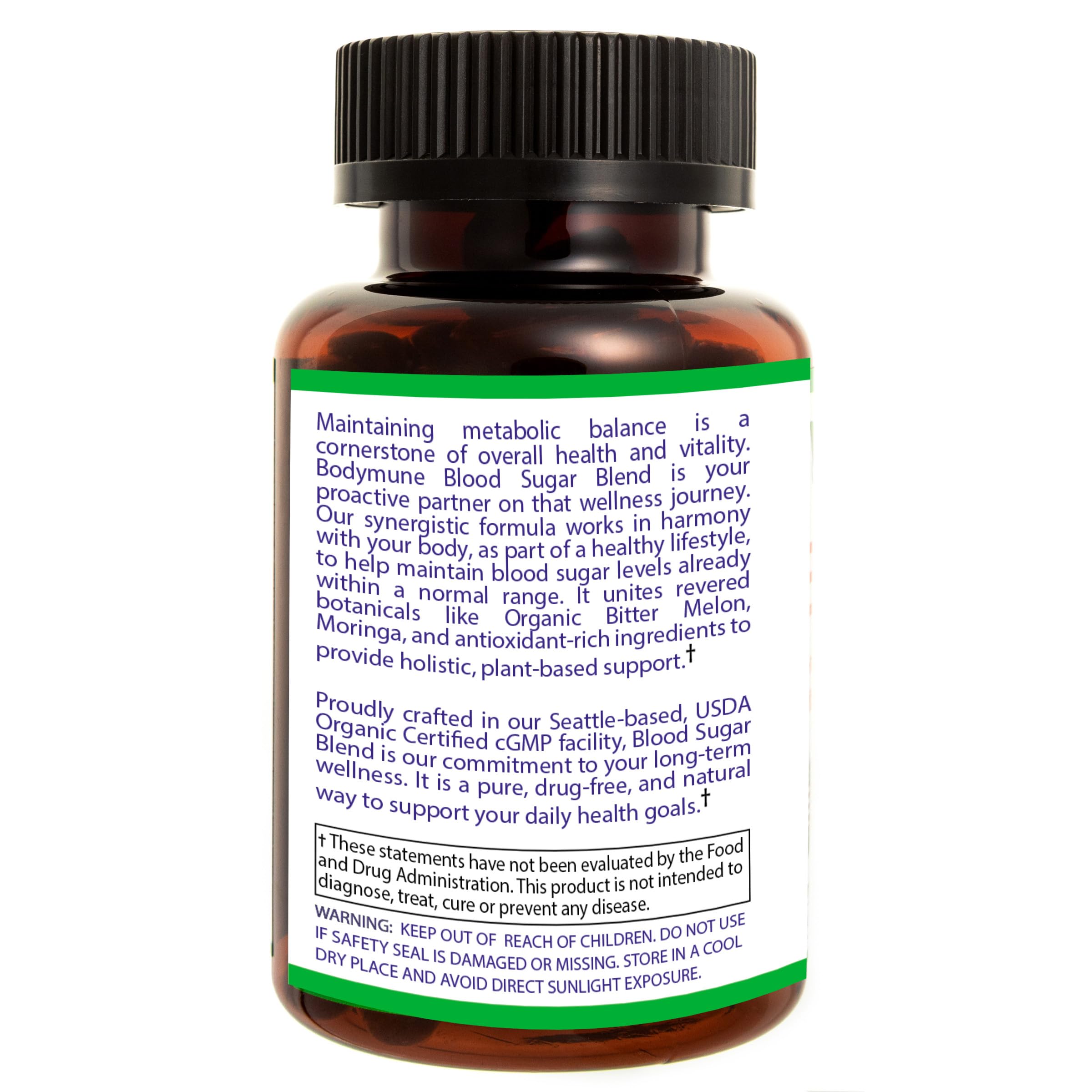 Bodymune USDA Organic Blood Sugar Blend | Supports Healthy Metabolism* | with Bitter Melon, Moringa, Aloe Vera, Nopal, Papaya Extracts & More | 60-Day Supply | Vegan & Non-GMO | USA-Made Bodymune buy supplements canada