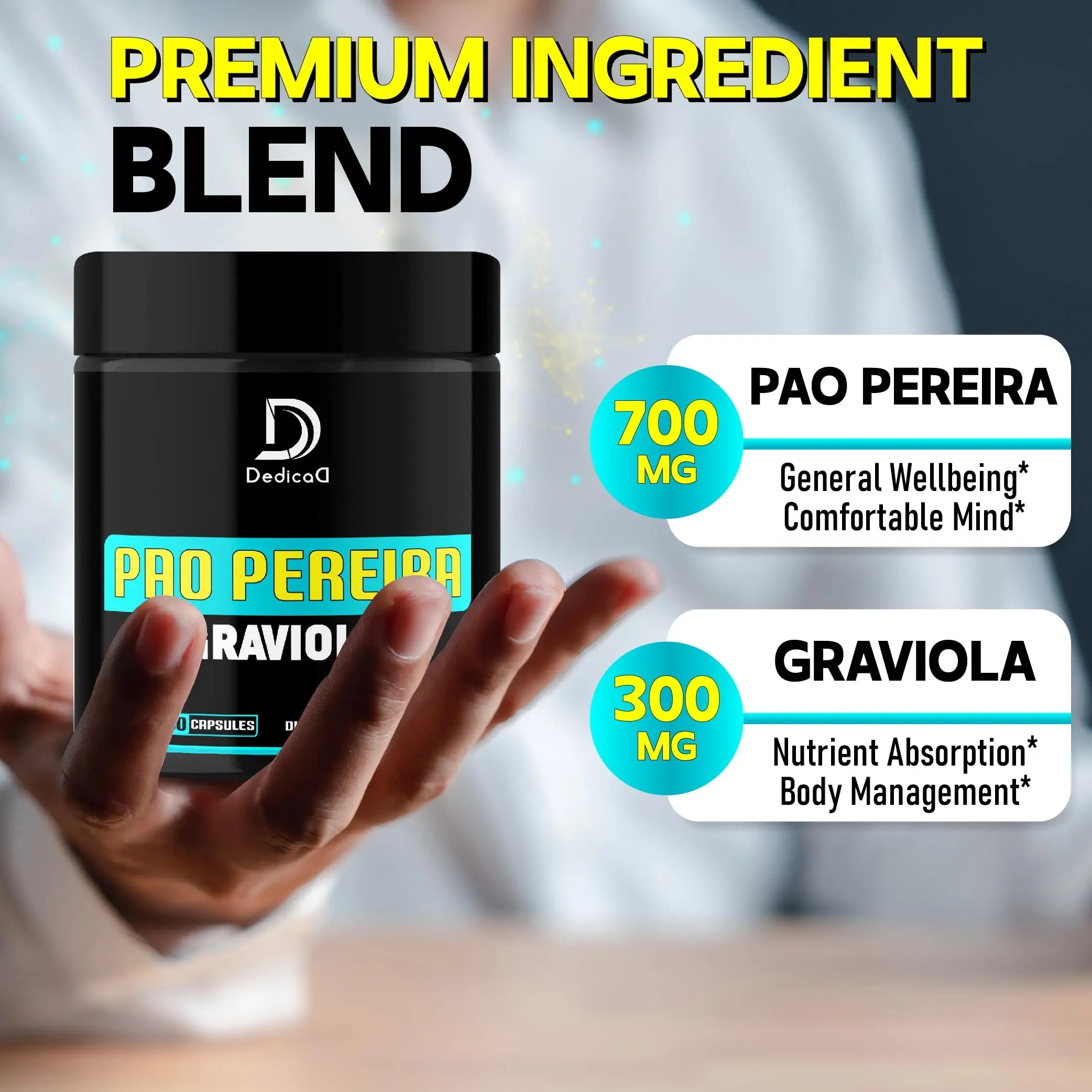 DEDICAD Pao Pereira Bark Extract and Graviola Soursop - 150 Capsules Supply DEDICAD buy supplements canada