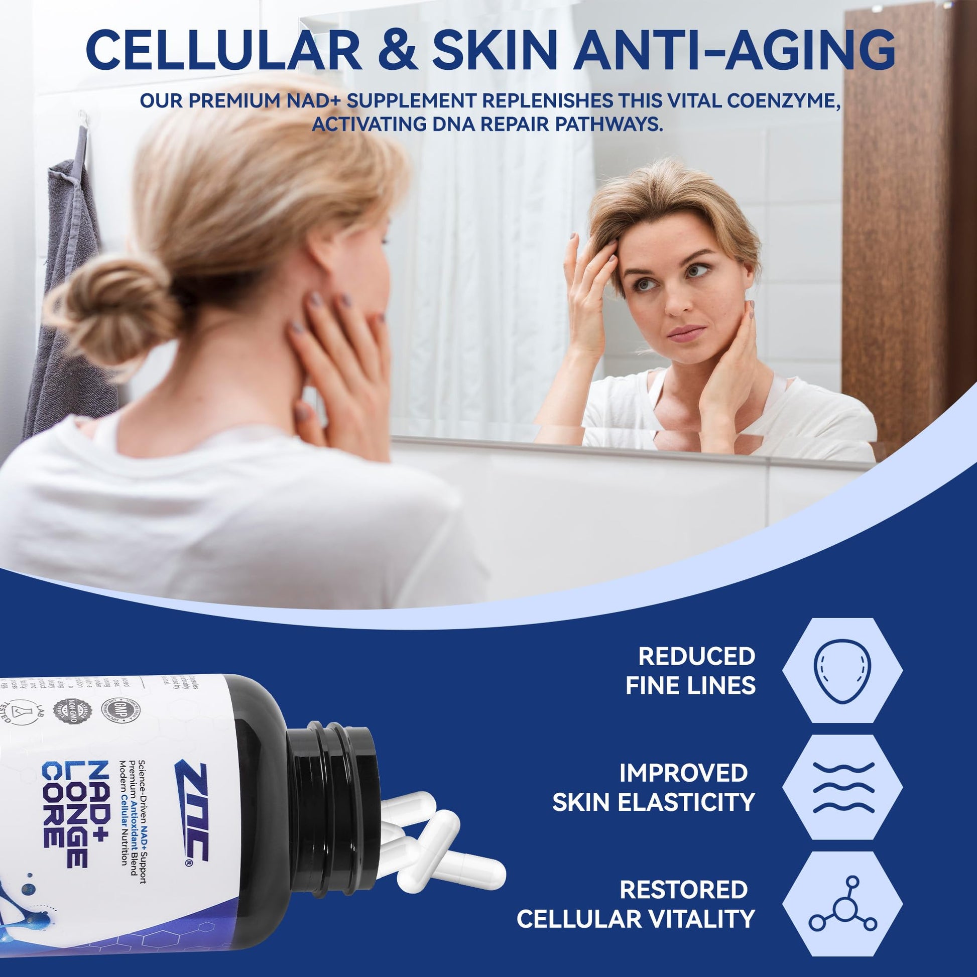 ZNC®10-in-1 NAD+ Supplement with Liposomal NAD, Urolithin A & Resveratrol for Energy & Cellular Repair - 60 Vegan Capsules ZNC buy supplements canada