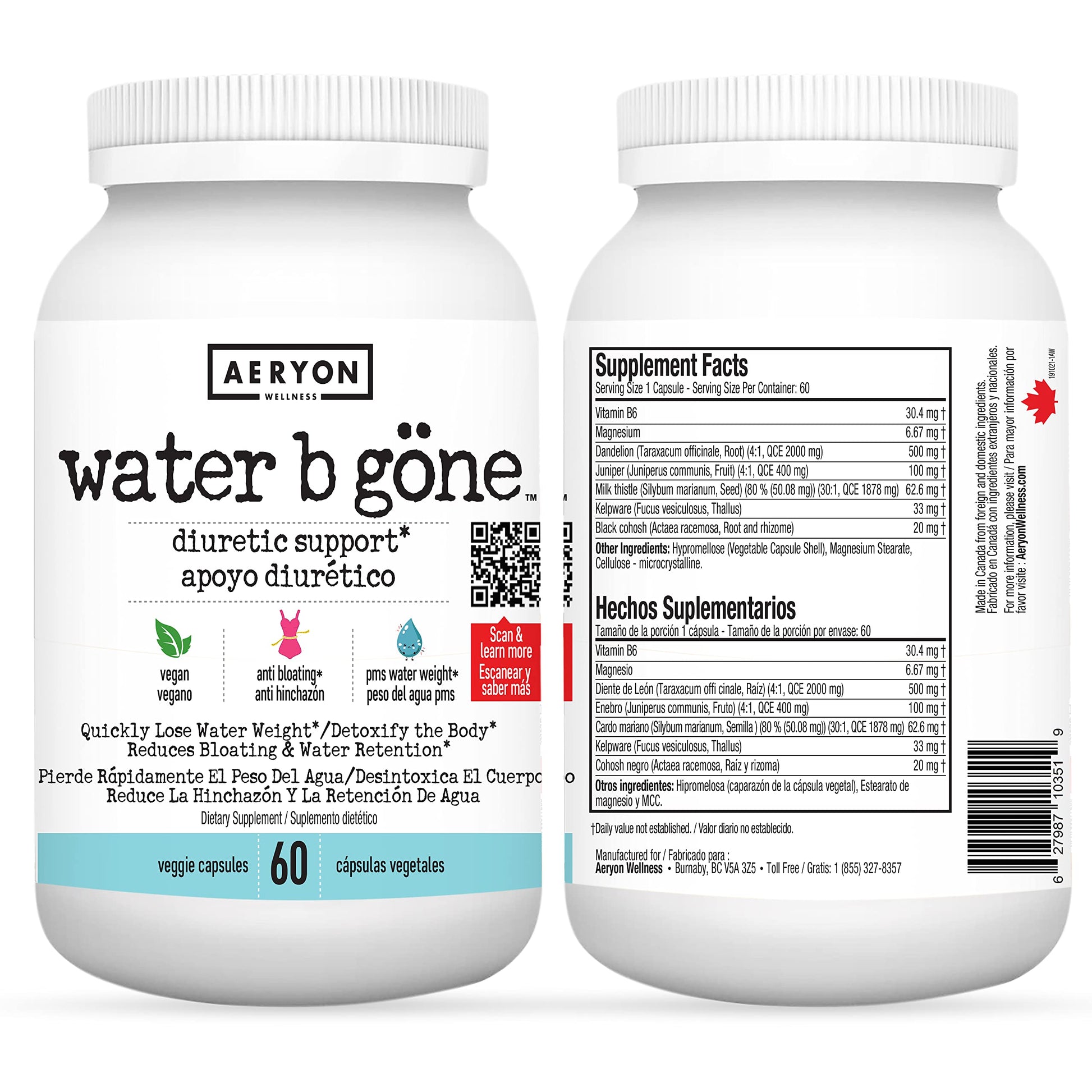 Water B Gone – Diuretic Pills for Women – Reduce Water Retention and Bloating – Find PMS Aeryon Ashlie Wellness buy supplements canada