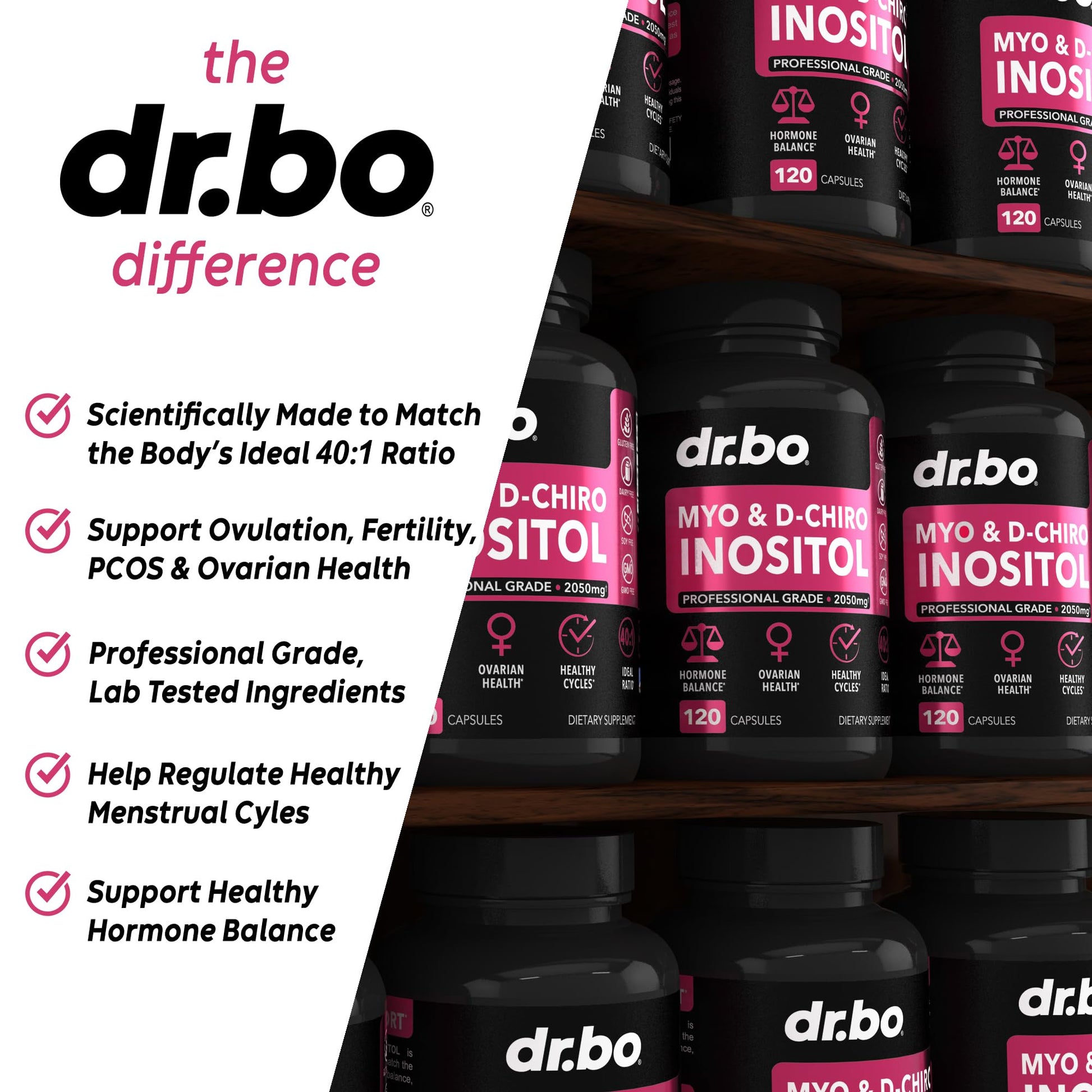 Myo-Inositol & D-Chiro Inositol Supplement Capsules - 40:1 Ratio Hormone Balance DR. BO buy supplements canada