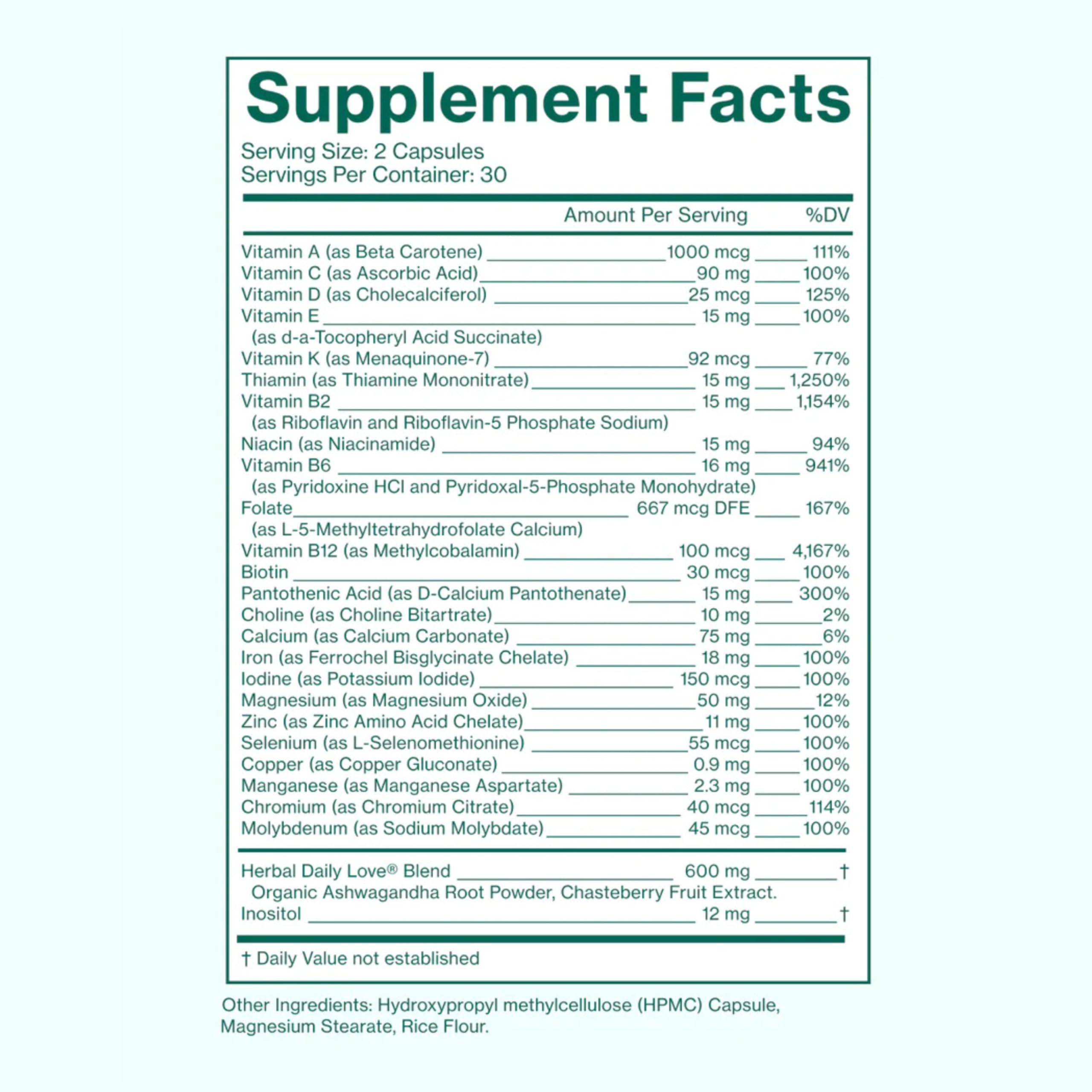 Love Wellness Daily Love Multivitamin for Women | Supports Energy, Cortisol, Immune Health, Stress Relief, & PMS | Complete with Vitamin D, C, Iron, Calcium, Zinc, & Biotin, Magnesium | 60 Count Love Wellness buy supplements canada
