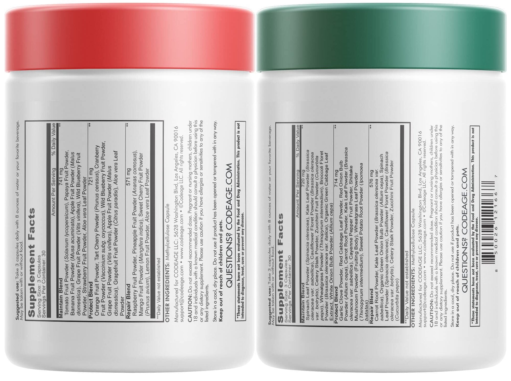 Codeage InstantFood Easy Veggies + Fast Fruits Bundle – Vegetable & Fruit Blend Capsule Supplement – Plant-Based Phytonutrient Formula – Vegan, Non-GMO – 180 Capsules Codeage buy supplements canada