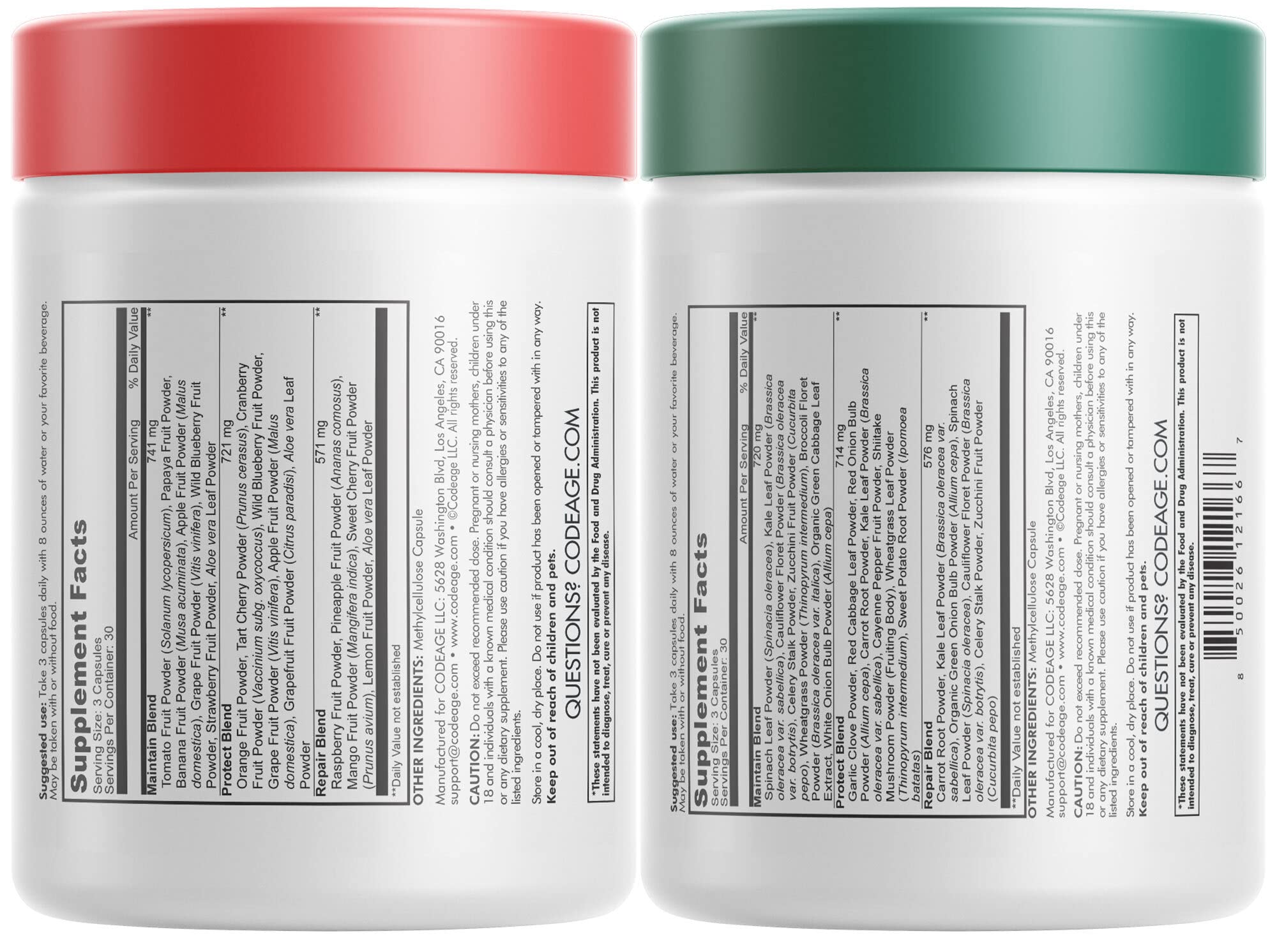 Codeage InstantFood Easy Veggies + Fast Fruits Bundle – Vegetable & Fruit Blend Capsule Supplement – Plant-Based Phytonutrient Formula – Vegan, Non-GMO – 180 Capsules Codeage buy supplements canada