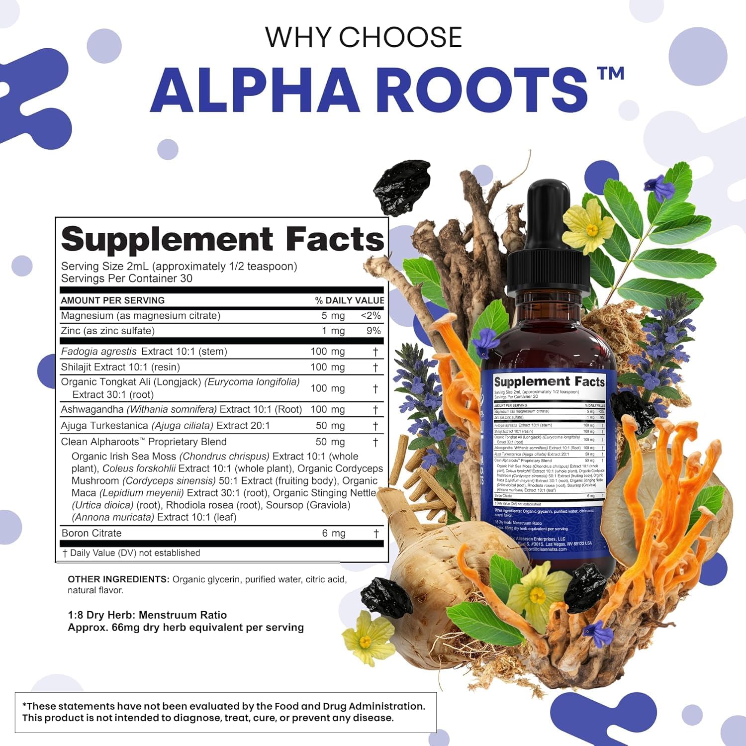Tongkat Ali Liquid Drops Shilajit, Ashwagandha, Turkesterone, Fadogia Agrestis, Magnesium, Irish Sea Moss, and Zinc Herbal Supplement by Clean Nutra Clean Nutraceuticals buy supplements canada