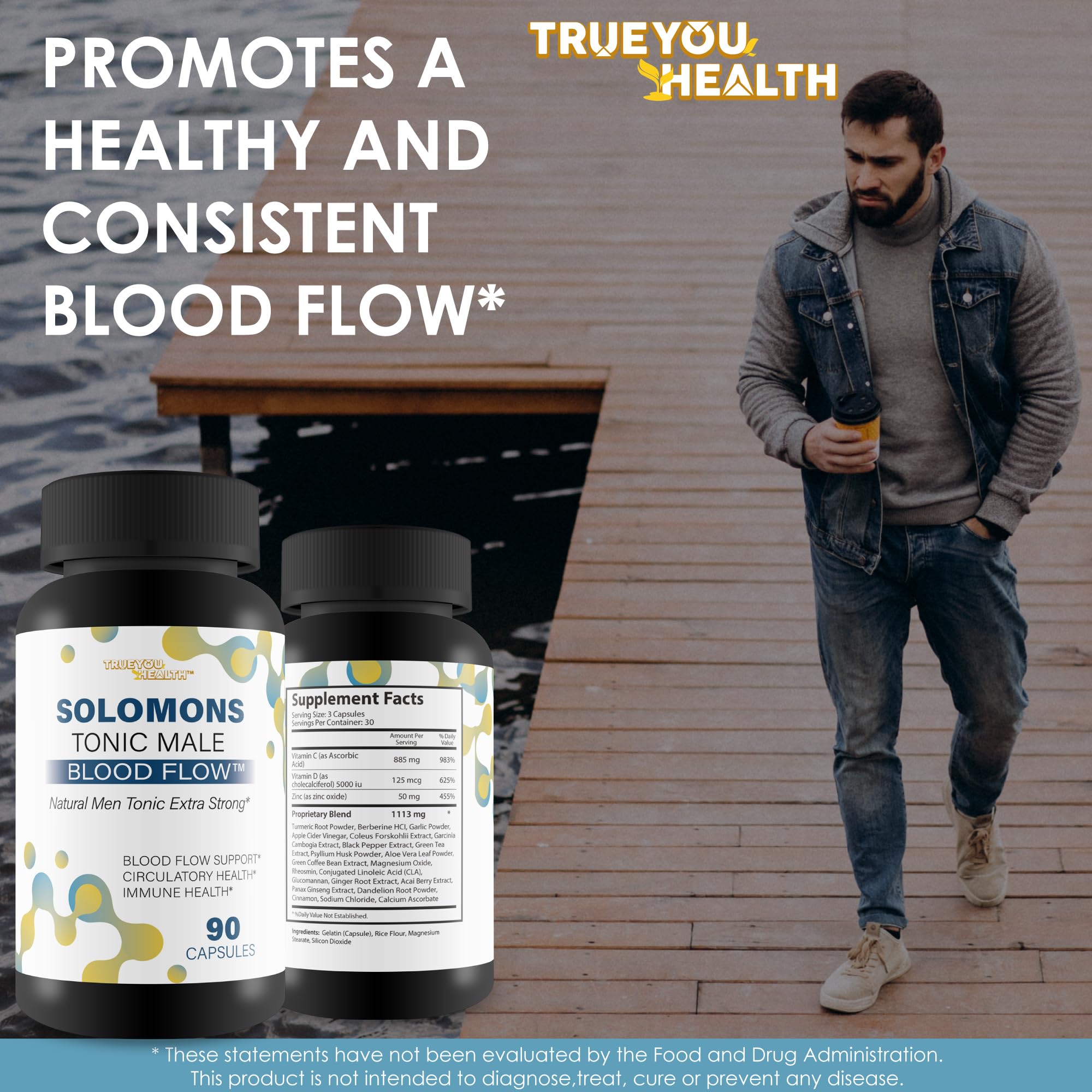 Solomons Tonic - Our Best Mens Blood Flow Supplement - Good Blood Flow Support - Male Blood Flow Capsules - Max Blood Flow Pills - Blood Circulation Supplements for Men - Male Blood Circulation Pills True You Health buy supplements canada