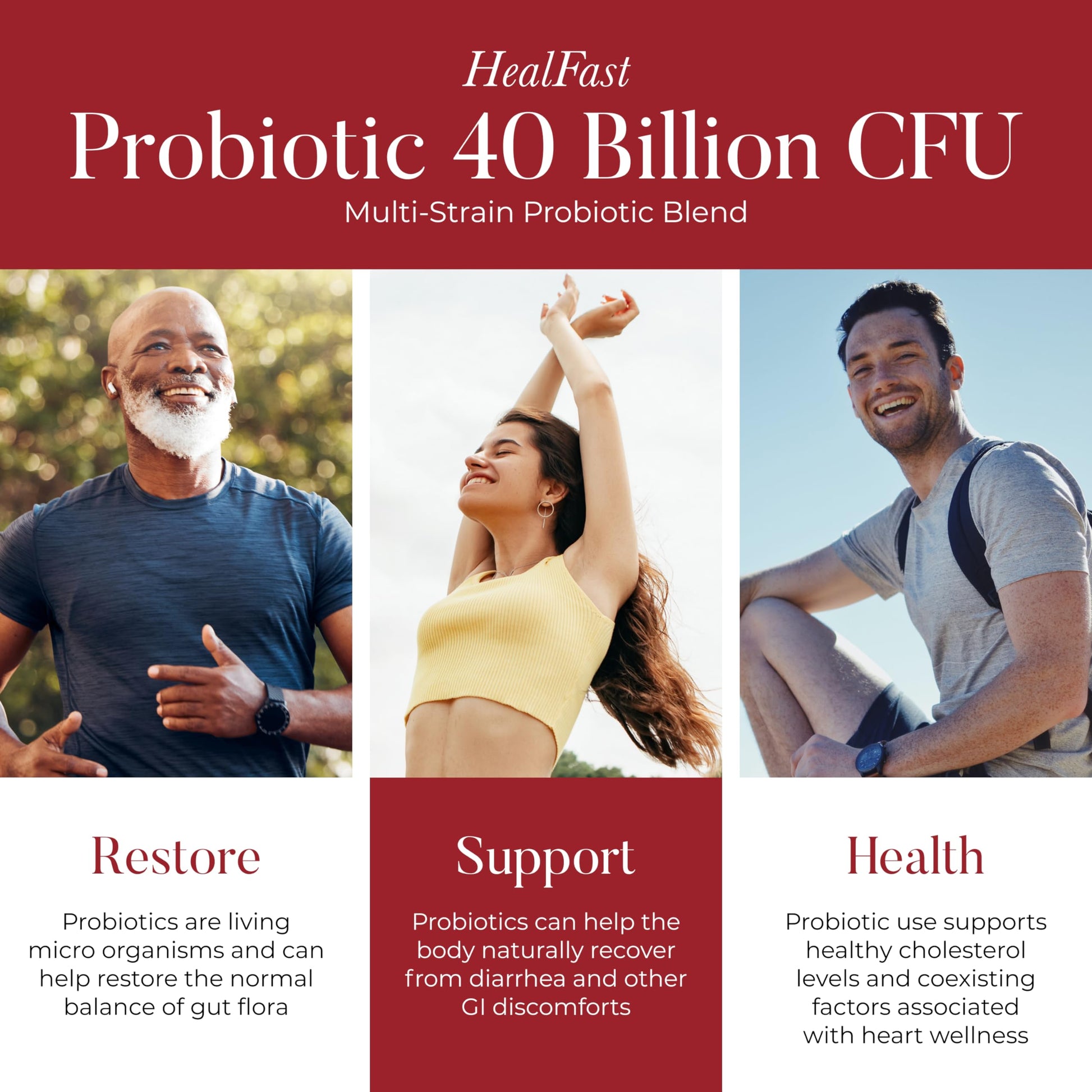 HealFast Physician Formulated Probiotic Supplement - 40 Billion CFU - Live Prebiotics and Probiotics for Men and Women - Probiotics for Gut Health - Non-GMO and Vegan - 30 Day Supply HealFast buy supplements canada