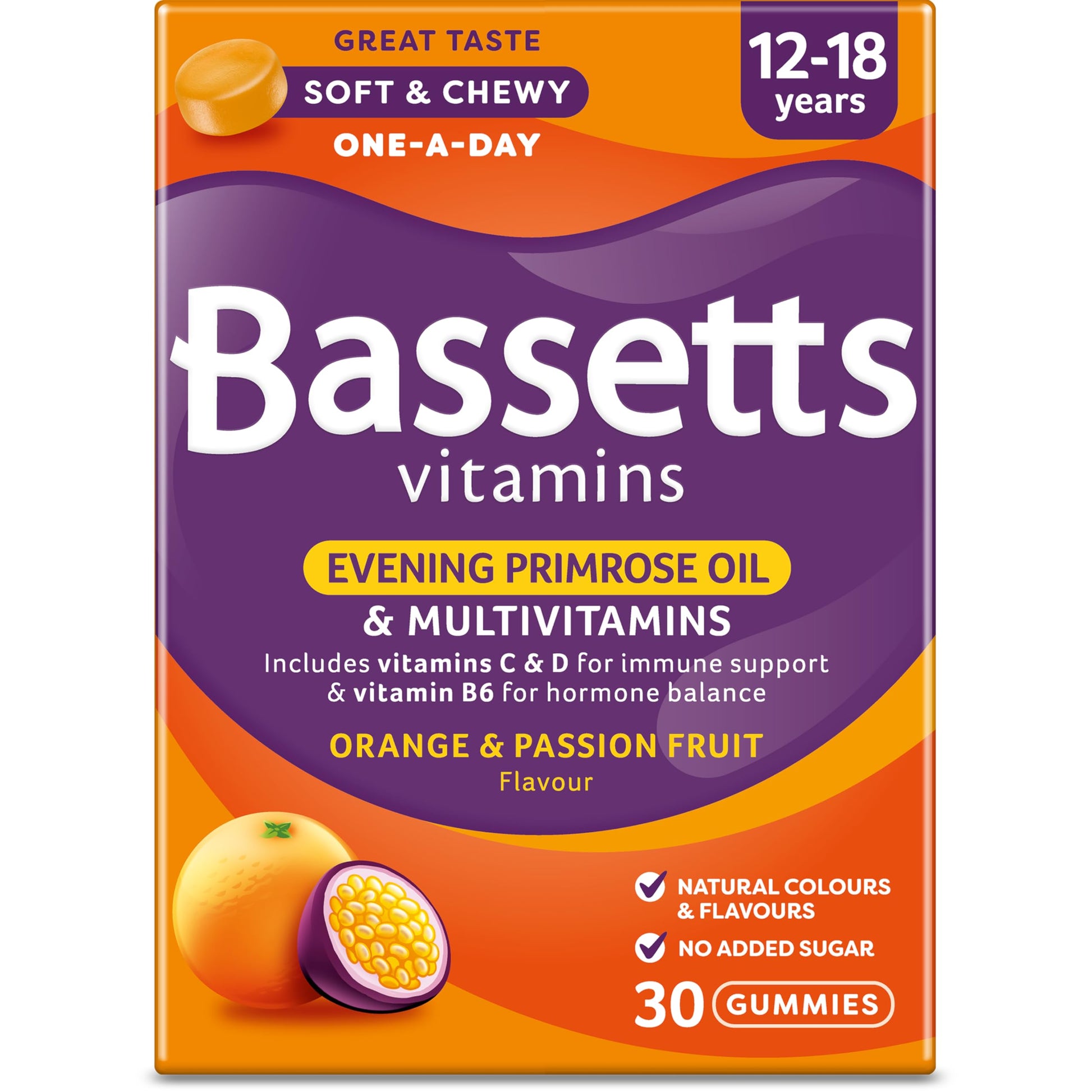 Bassetts Vitamins 12-18 EPO Orange & Passion Fruit 30's, 94.2 g, Orange and passionfruit Bassetts Vitamins buy supplements canada