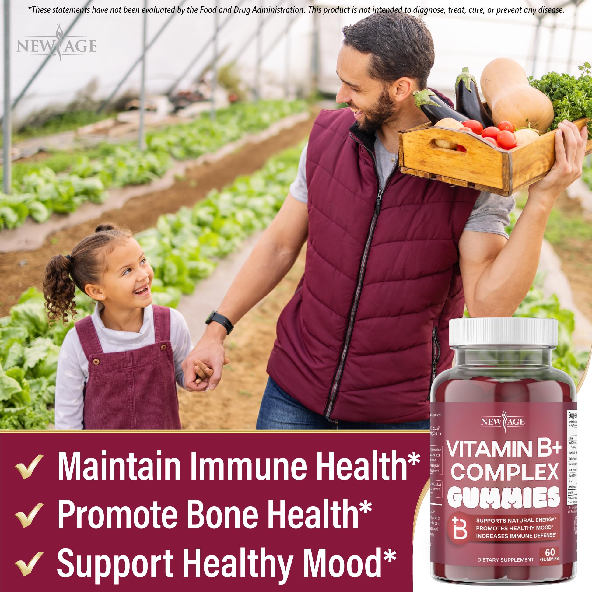 NEW AGE Vitamin B Complex Gummies with Vitamin B3, B6, & B12 – with Biotin, Folic Acid & Vitamin C – Gluten-Free, Vegan NEW AGE buy supplements canada