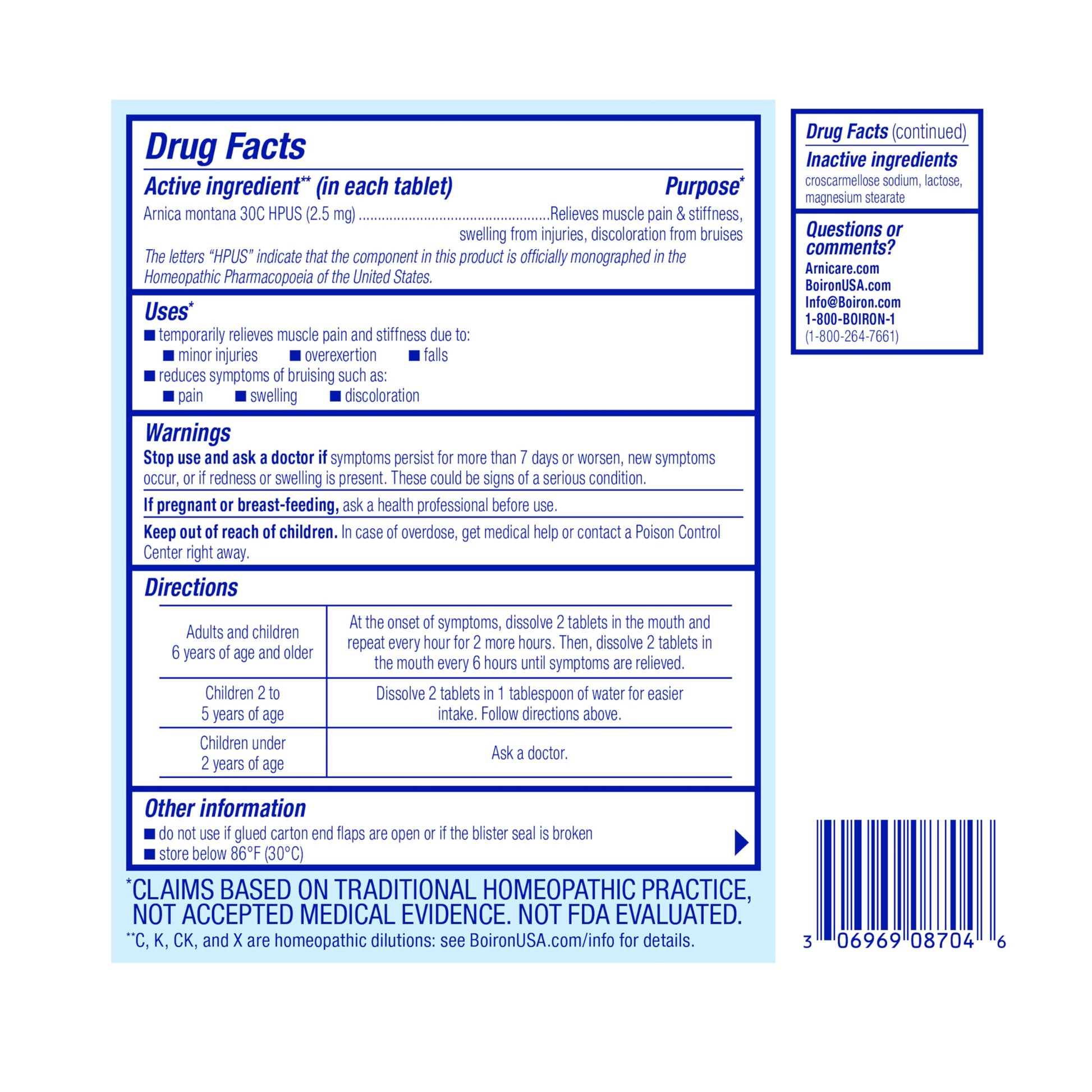 Boiron Arnica 30C Tablets for Pain Relief from Muscle Pain, Joint Soreness, Swelling from Injury or Bruises - 60 Count Boiron buy supplements canada