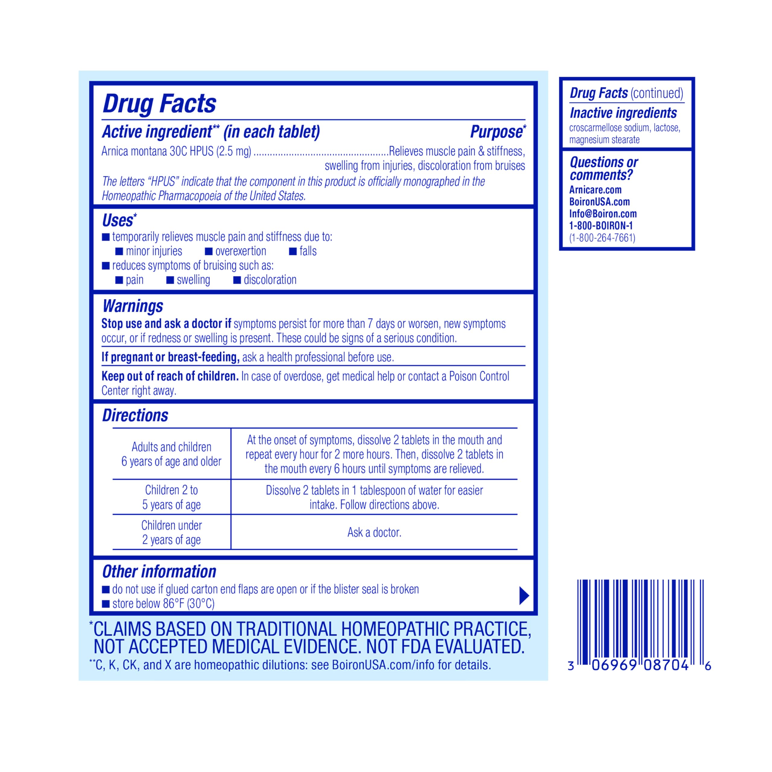 Boiron Arnica 30C Tablets for Pain Relief from Muscle Pain, Joint Soreness, Swelling from Injury or Bruises - 60 Count Boiron buy supplements canada