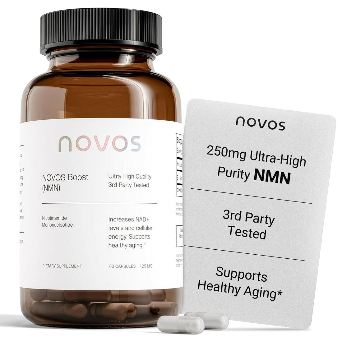 Novos Boost NMN - Contains 250 mg of High-Purity NMN, 60 Capsules, Supports Cellular Repair and DNA Protection, Boosts NAD+ Novos buy supplements canada