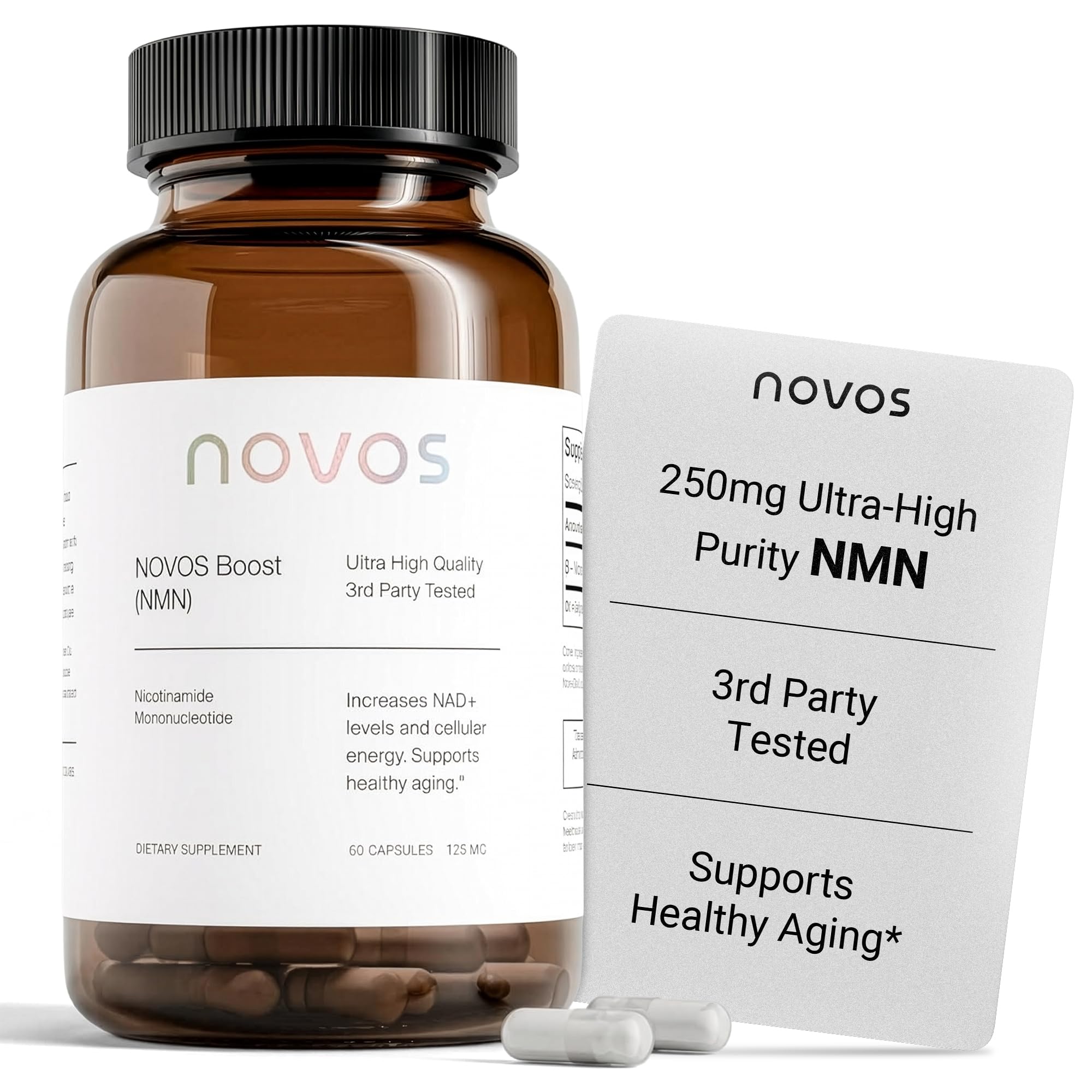 Novos Boost NMN - Contains 250 mg of High-Purity NMN, 60 Capsules, Supports Cellular Repair and DNA Protection, Boosts NAD+ Novos buy supplements canada