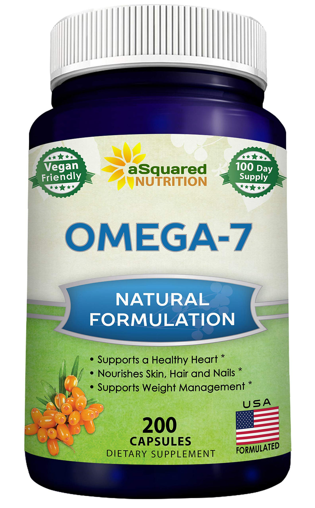 aSquared Nutrition Purified Omega 7 Fatty Acids-200 Capsules from Natural Sea Buckthorn aSquared Nutrition buy supplements canada