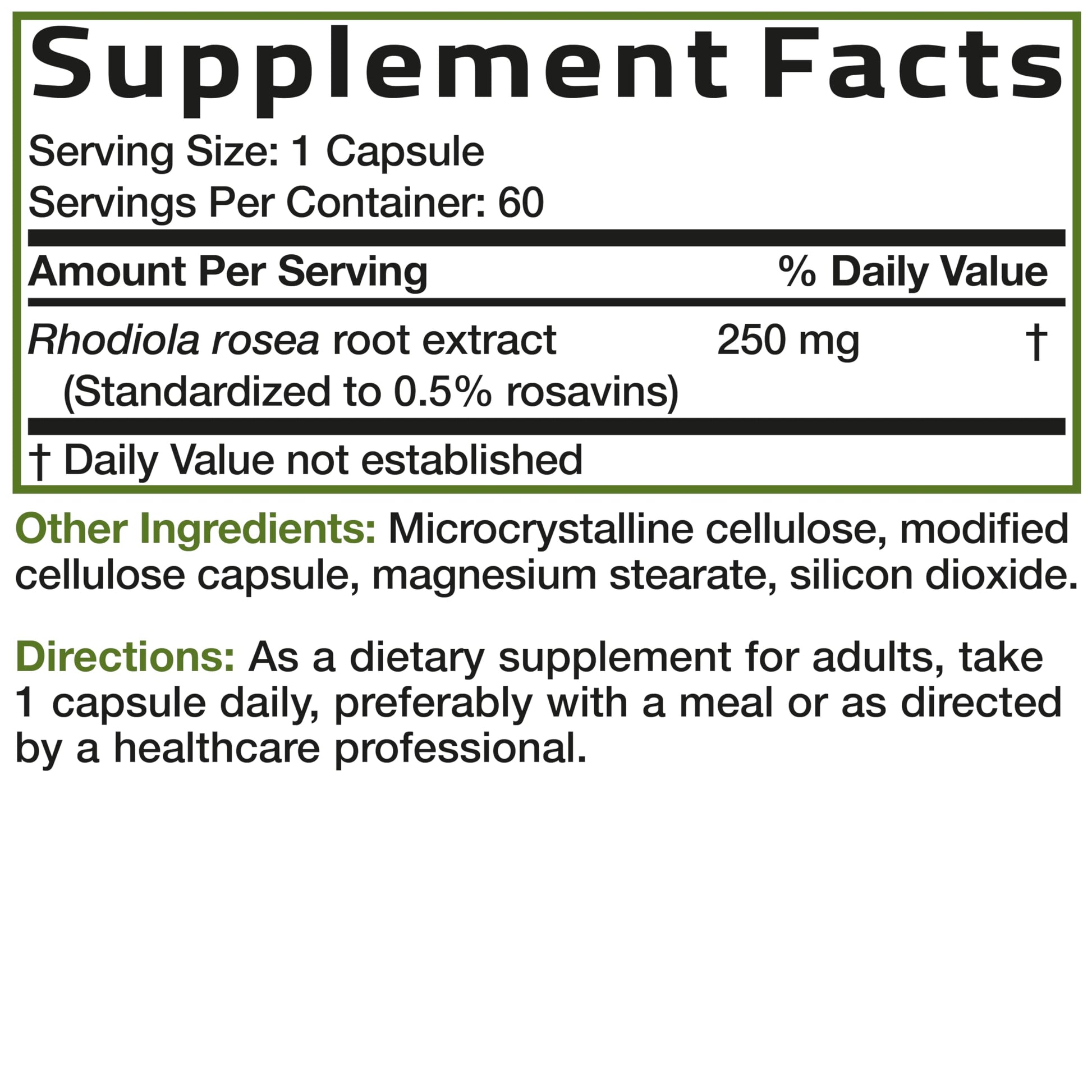 Bronson Rhodiola Rosea Vegetarian Capsules - Adaptogenic Herb - Brain, Stress & Mood Support - Non-GMO, 60 Count Bronson buy supplements canada