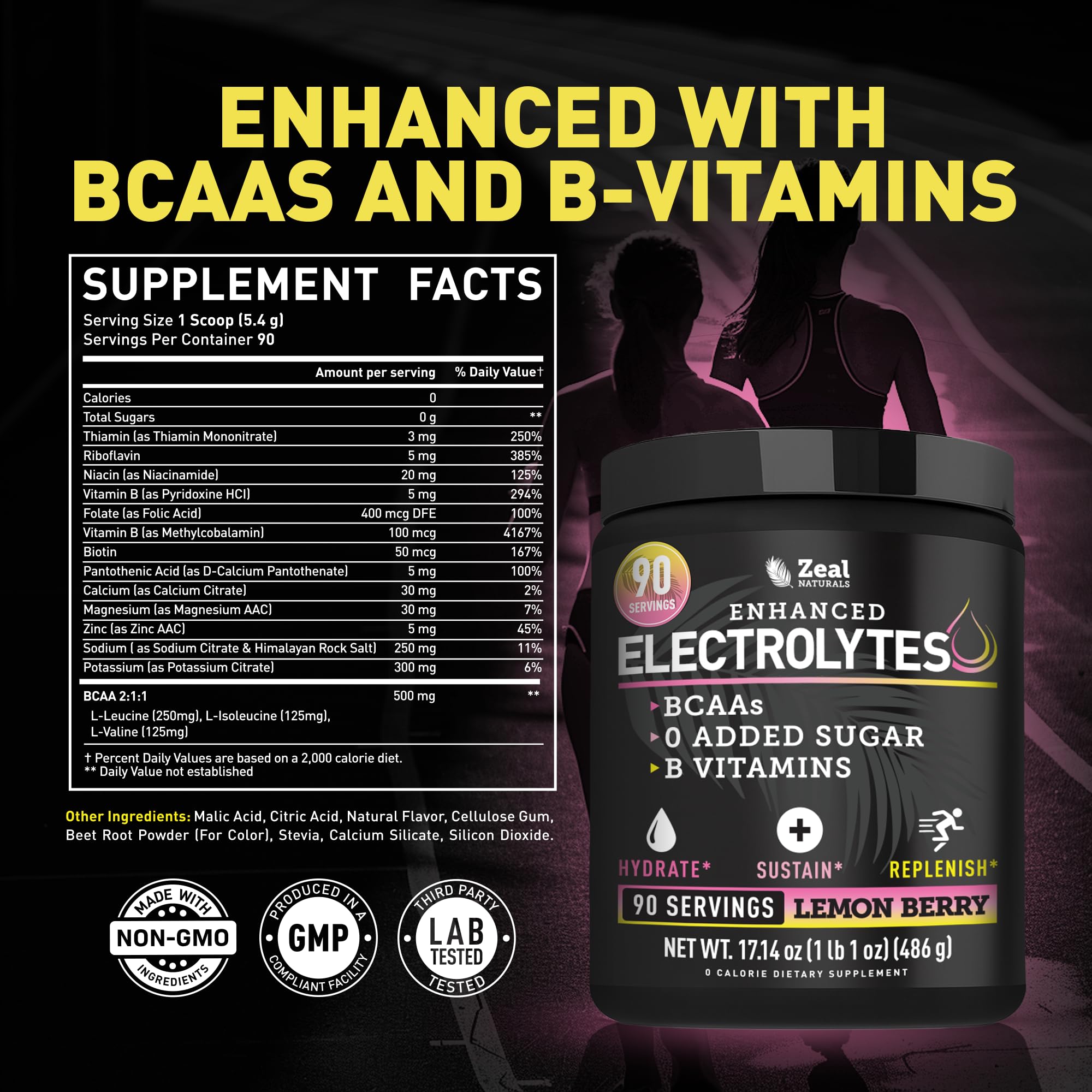 Zeal Electrolyte Powder - 90 Servings | Keto Electrolytes Powder | Zero Sugar, BCAAs, B-Vitamins | Potassium, Zinc, Magnesium Zeal Naturals buy supplements canada