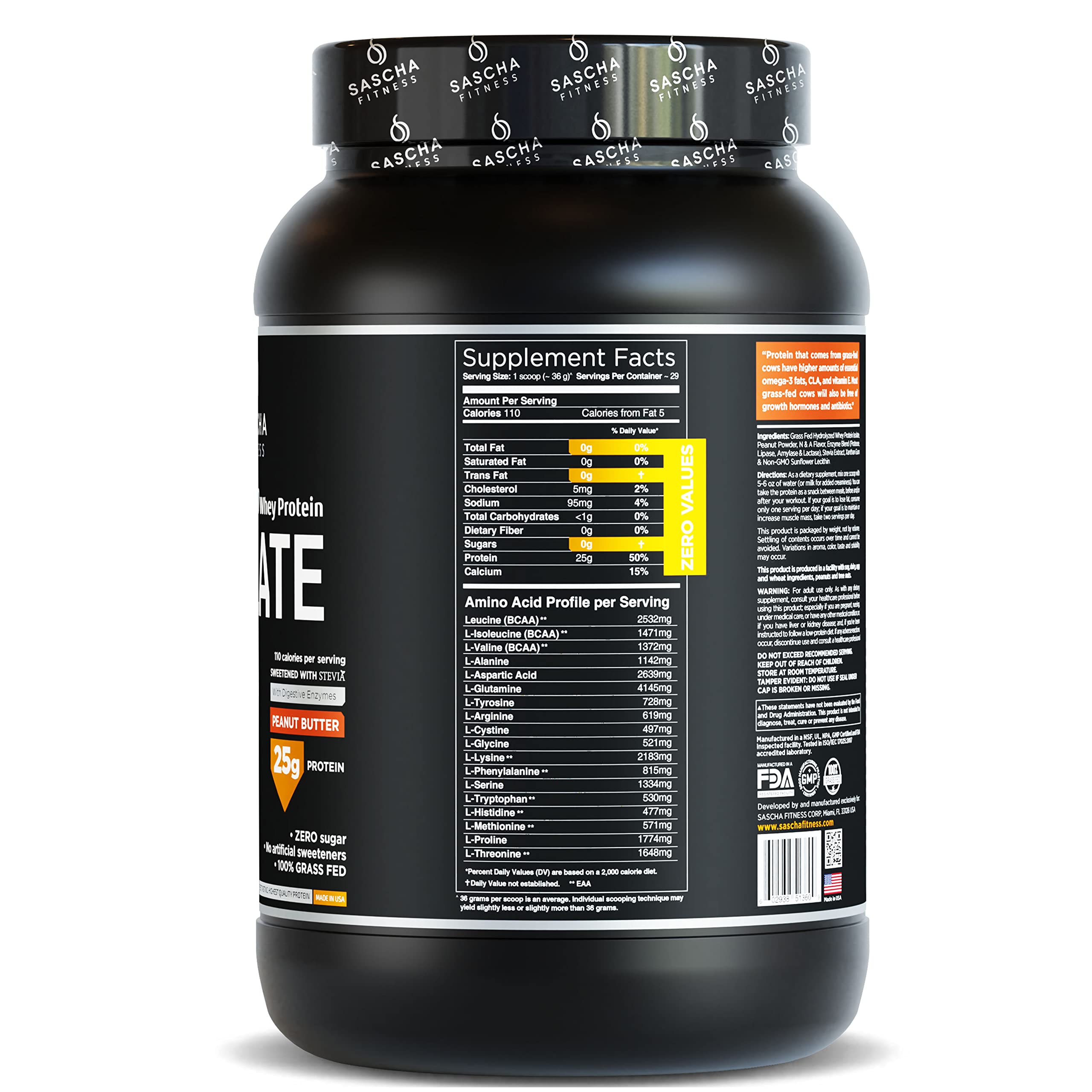 SASCHA FITNESS Hydrolyzed Whey Protein Isolate,100% Grass-Fed ,2.3 Pounds SASCHA FITNESS buy supplements canada