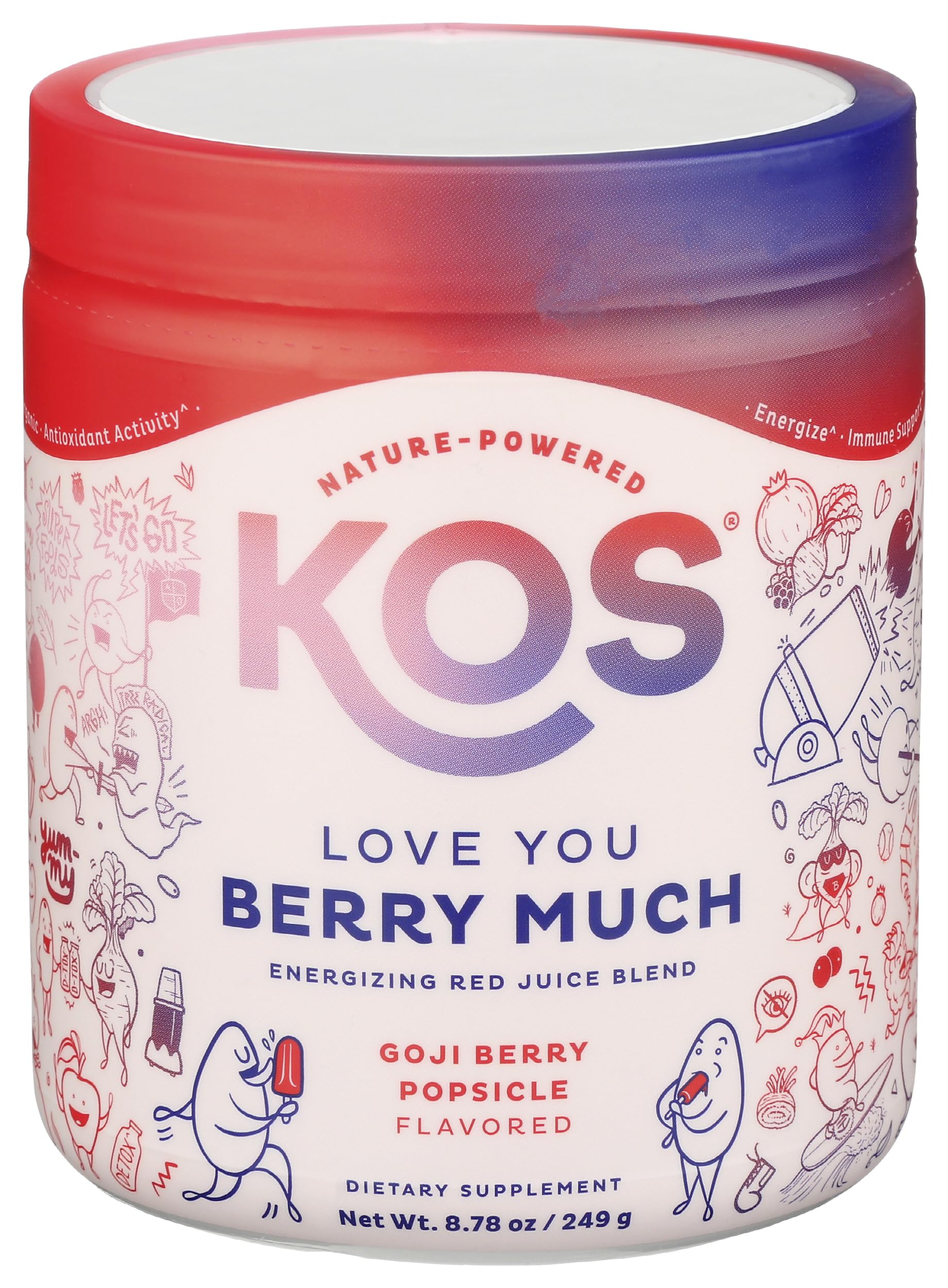 KOS Reds Superfood Powder for Antioxidants - USDA Certified Organic Beet Root, Goji Berries, Acai, Pomegranate, Coconut Water & Digestion Enzymes- Goji Berry Popsicle Flavor KOS buy supplements canada