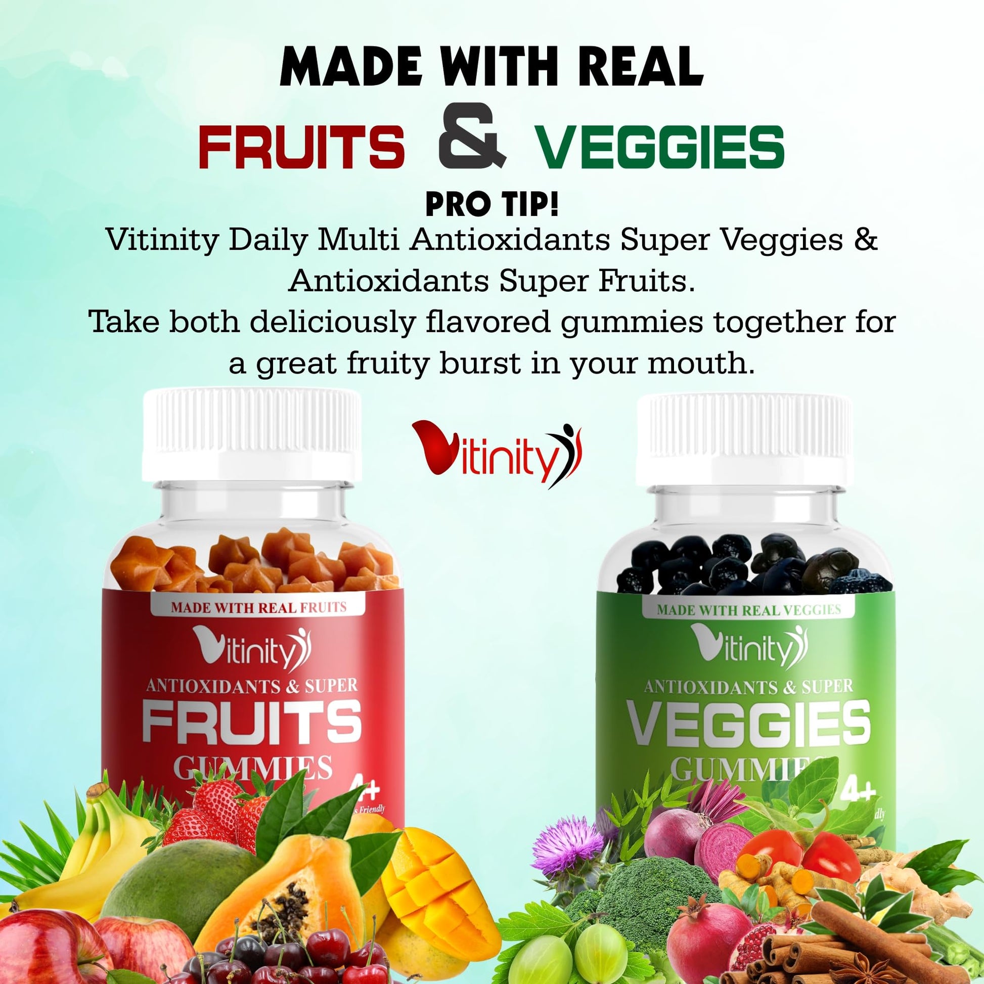 VITINITY Made with Real Fruit-Real Veggie Gummies-Superfood Vegetable Vitamin Sup VITINITY buy supplements canada