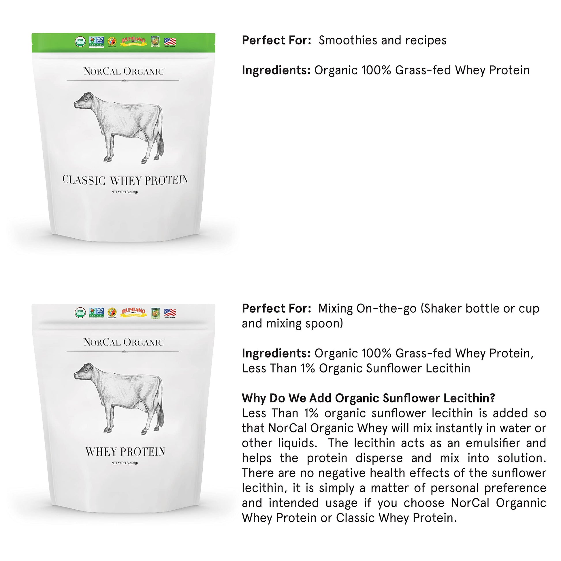 NorCal Organic Classic Whey Protein - 2lbs Bulk | 100% Grass-Fed & Finished NorCal Organic buy supplements canada