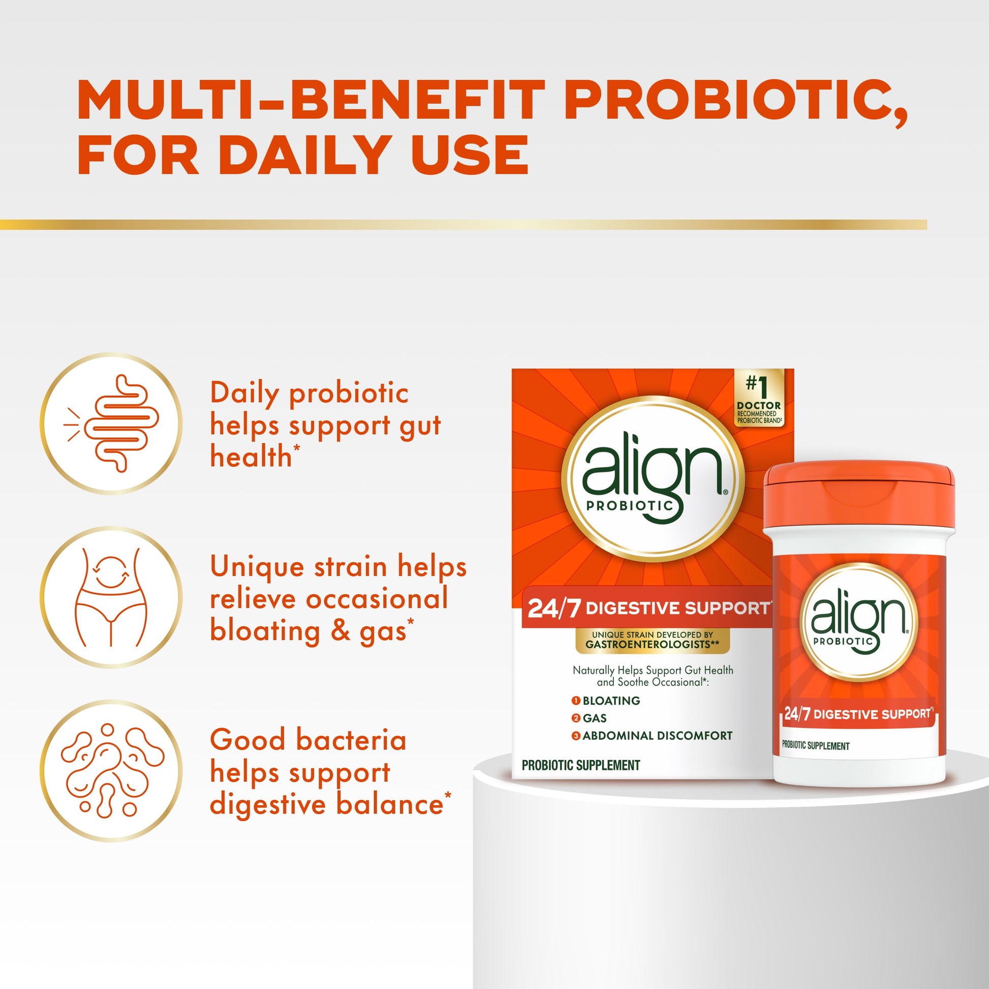 Align Probiotic, 24/7 Digestive Support*§, Probiotics for Women and Men, Probiotics for Digestive Health, Men and Womens Probiotic Capsules Help Relieve Occasional Bloating & Gas*, 49 Capsules Align buy supplements canada