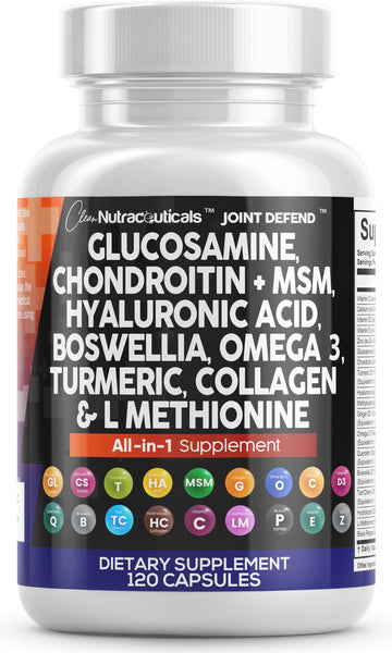Clean Nutraceuticals Glucosamine 1500mg Chondroitin 1200mg MSM with Turmeric Curcumin, Collagen, Hyaluronic Acid, Omega 3 – Joint Health Supplement for Men & Women Clean Nutraceuticals buy supplements canada
