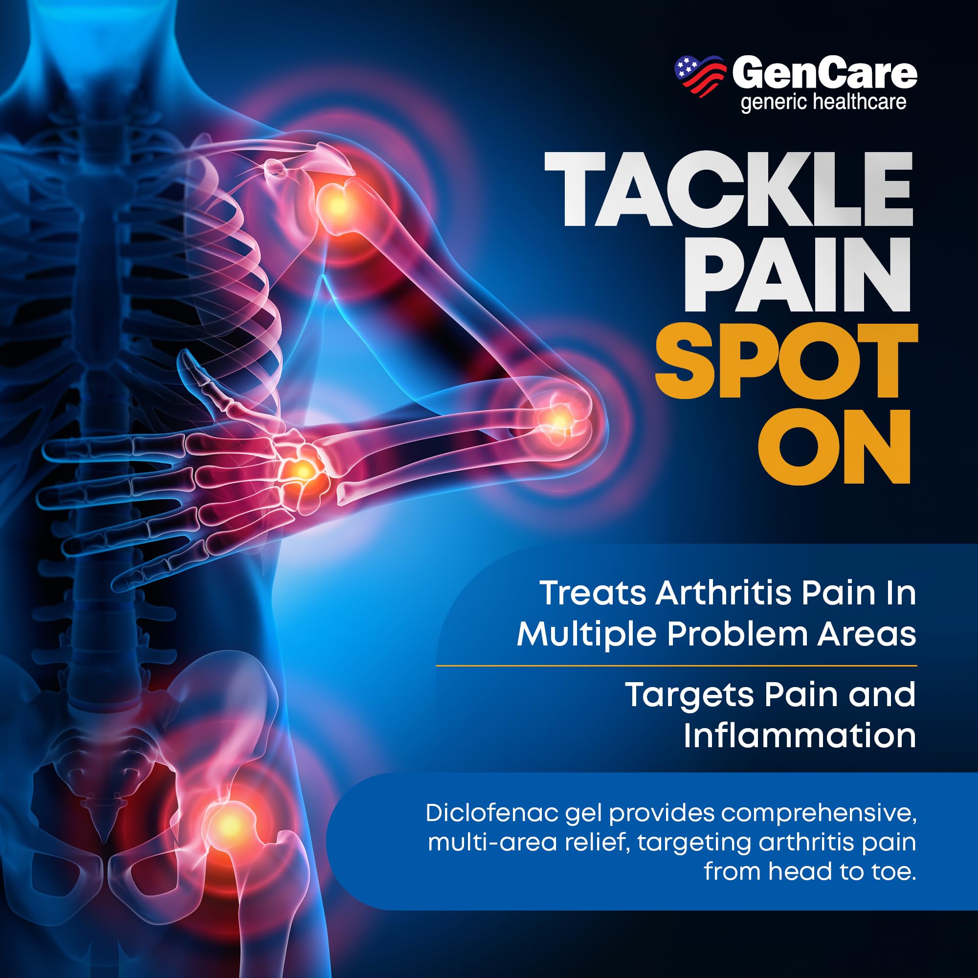 GenCare Arthritis Pain Relief Diclofenac Sodium Topical Gel 1 Percent (NSAID) - Clinically Proven Arthritis Pain Reliever - Compare to The Active Ingredient in Voltaren Gel (5.29 oz) GenCare buy supplements canada