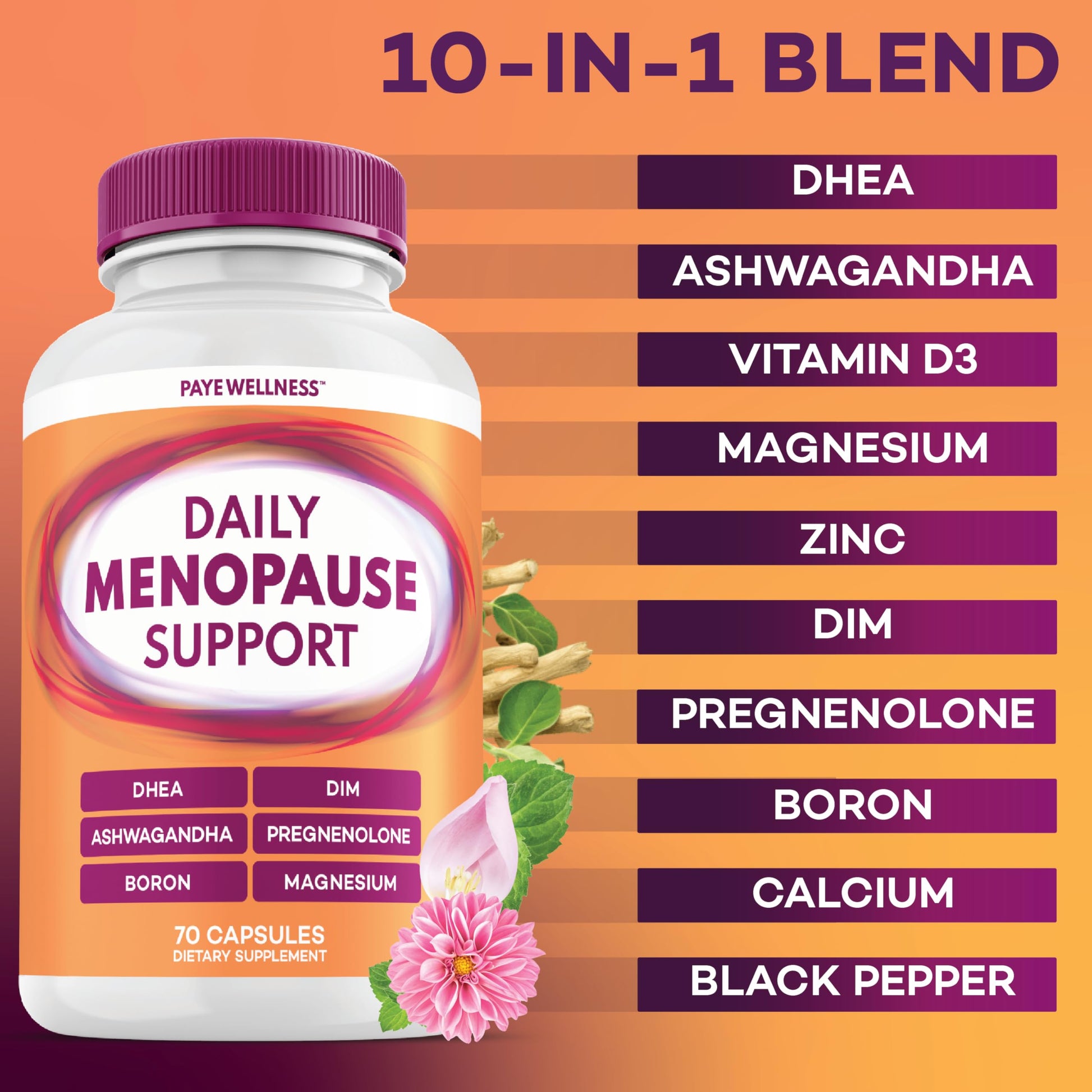 Menopause and Perimenopause Supplement for Women 10-1 Relief Formula for Hot Flashes, Night Sweats, Mood, Energy & Hormone – DIM, Ashwagandha, Vitamin D, DHEA, Zinc, Magnesium 2-Pack, 140 Capsules PAYÉ buy supplements canada