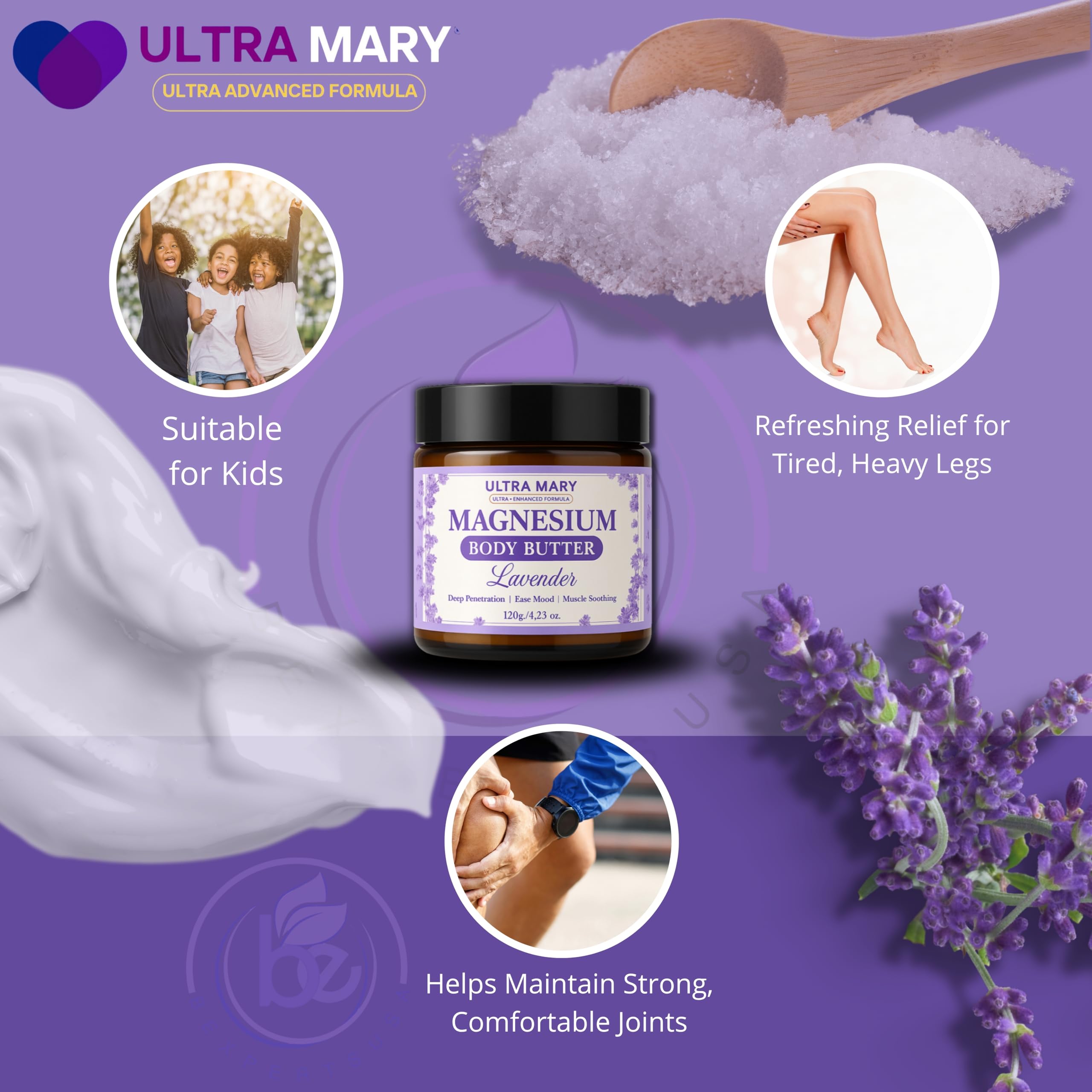 Nighttime Magnesium Cream for Pain, Nerve & Leg Cramps - Magnesium Body Butter for Sleep with Shea Butter, Jojoba Oil, Coconut Extract & Dandelion - Lavender Magnesium Lotion for Kids - 4.23oz ULTRA MARY buy supplements canada