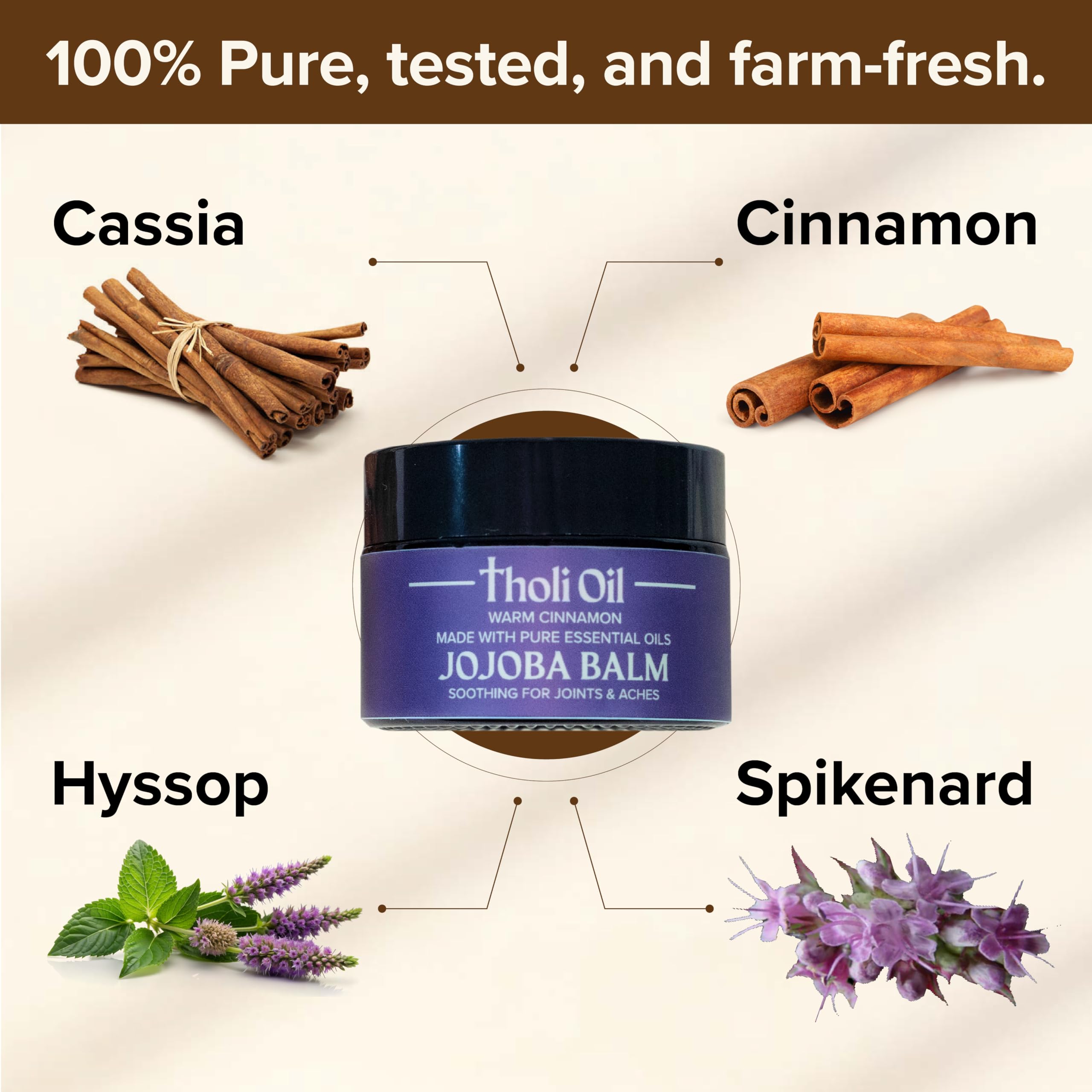 tHOli Plantar Fasciitis Relief Balm – Jojoba Cream with Cinnamon, Cassia, Spikenard & Hyssop – Soothes Heels, Supports Joints & Skin Repair (1oz) Tholi Oil buy supplements canada