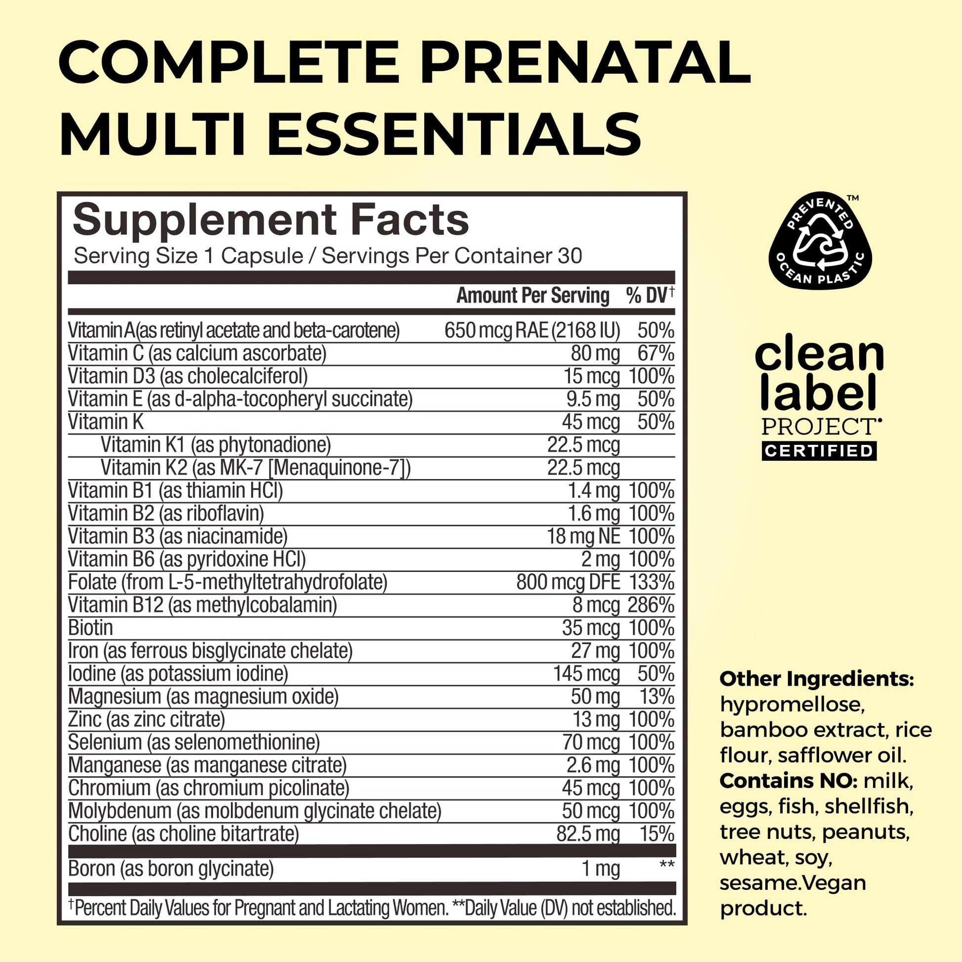 HUM Complete Prenatal Multivitamin for Women with Folate, DHA, and Choline, 23 Nutrients for Daily Support, Gluten Free, Non GMO Supplement for Pre, During, and Post Pregnancy, 30 Vegan Capsules HUM buy supplements canada