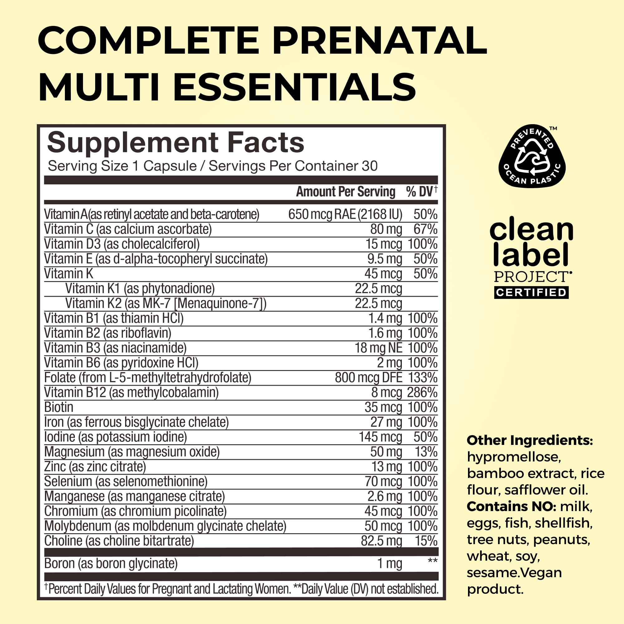 HUM Complete Prenatal Multivitamin for Women with Folate, DHA, and Choline, 23 Nutrients for Daily Support, Gluten Free, Non GMO Supplement for Pre, During, and Post Pregnancy, 30 Vegan Capsules HUM buy supplements canada