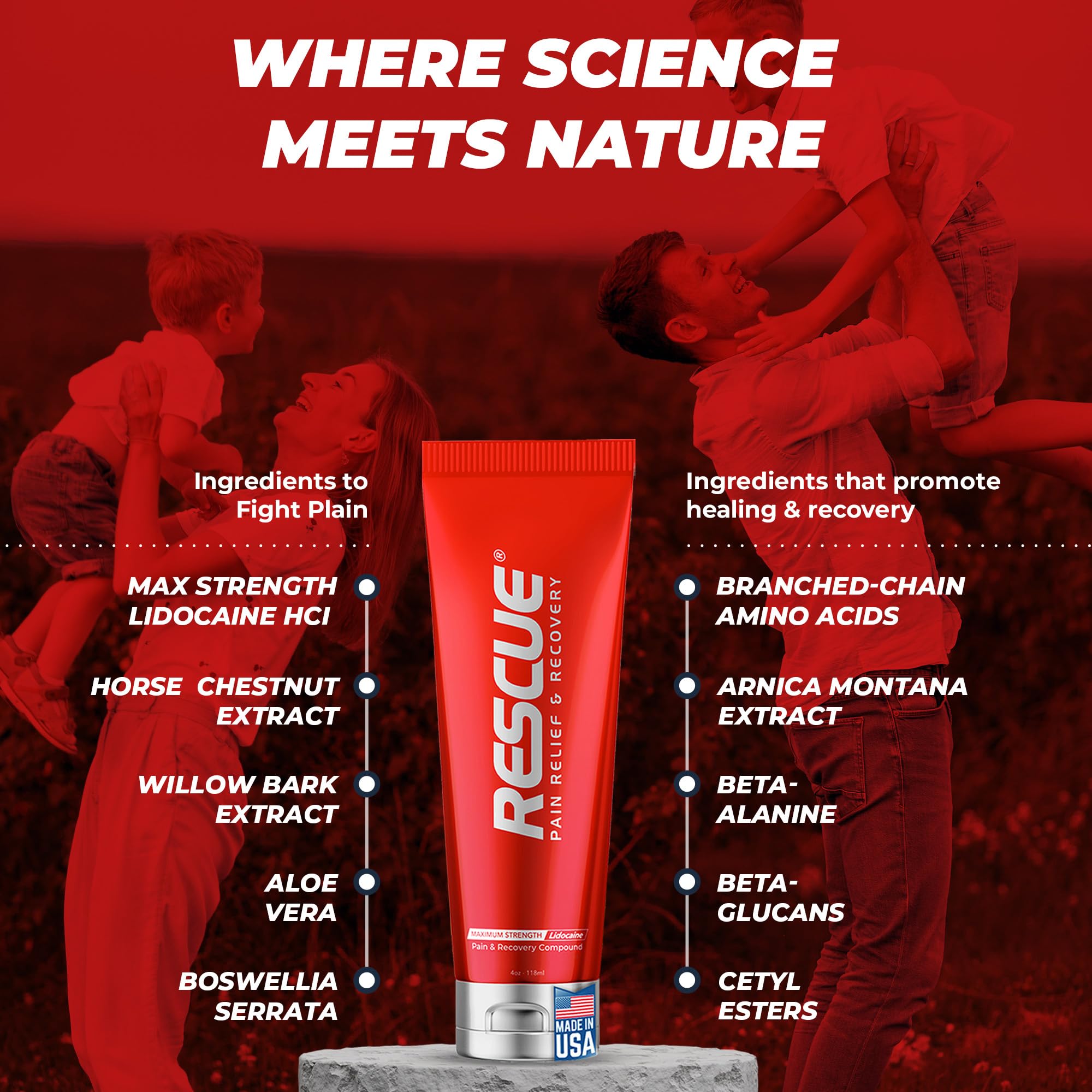 RESCUE PAIN RELIEF & RECOVERY Cream - All-in-One Solution for Back, Neck, Knee, Hand, Foot, and Shoulder Pain - Combines Power of Key Ingredients from Leading Pain Relief CreamProducts - 4 Ounces RESCUE PAIN RELIEF & RECOVERY buy supplements canada