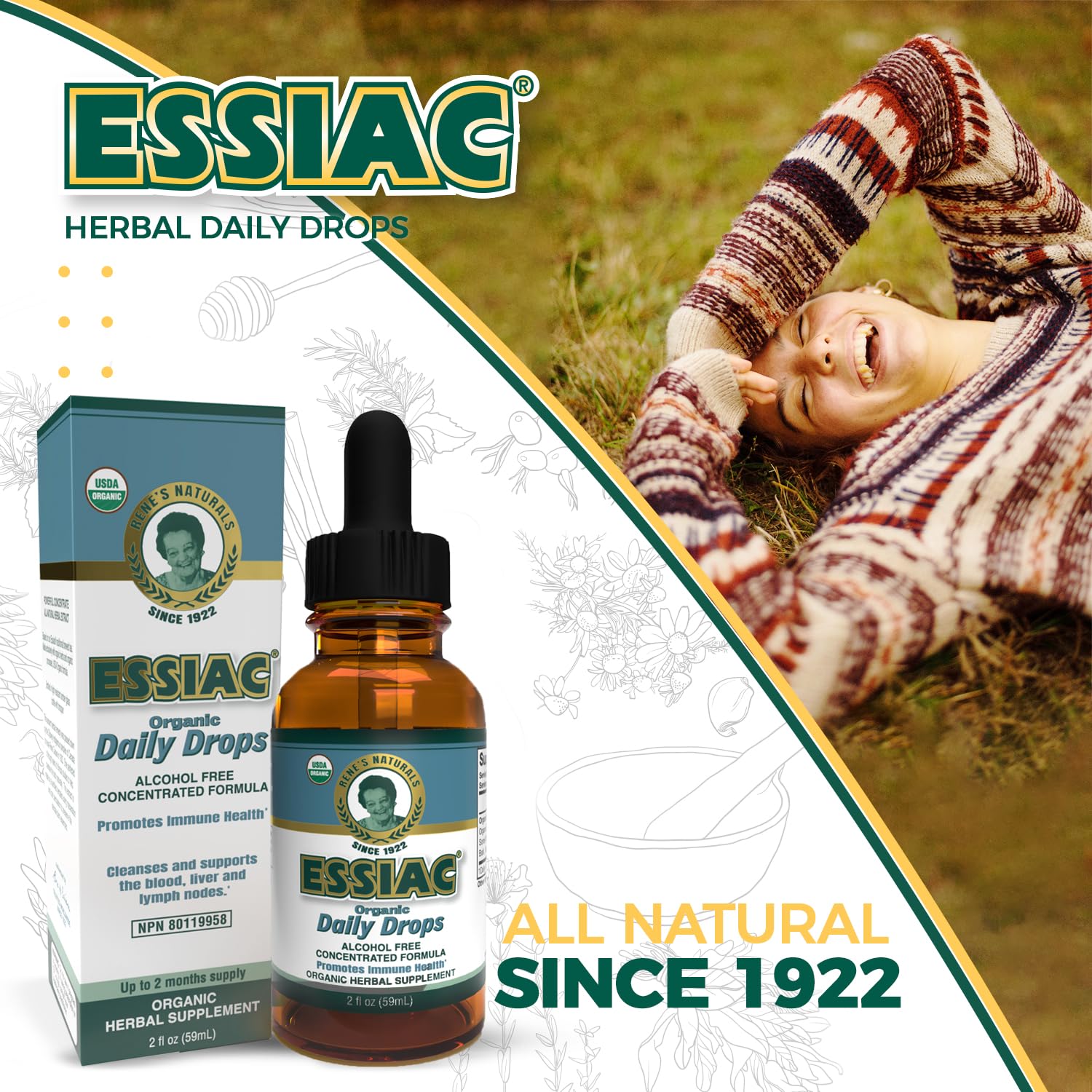 Essiac All-Natural Tea Powder & Organic Wild-Crafted Daily Drops | Detoxify Liver, Blood & Lymph Node Essiac buy supplements canada