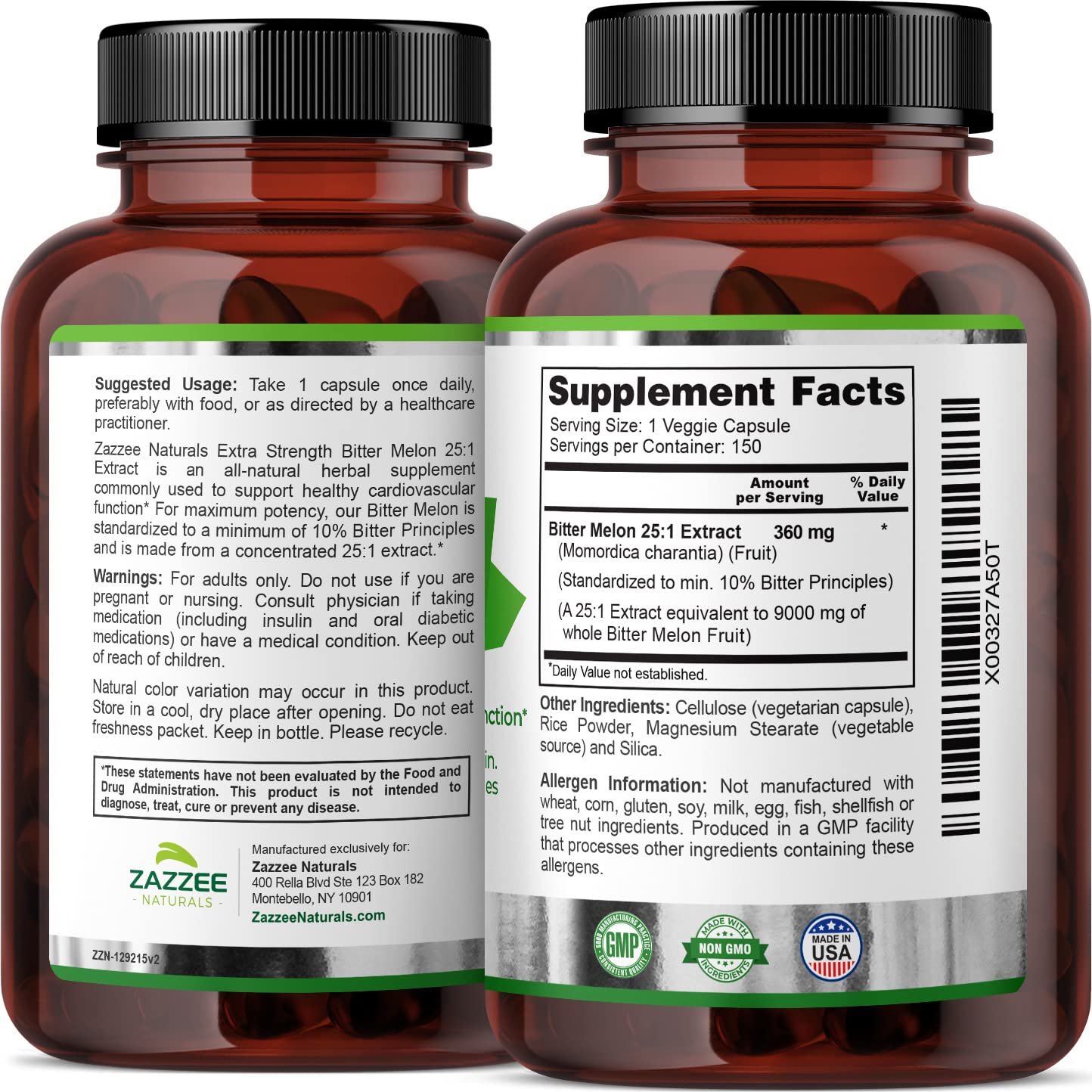 Zazzee Extra Strength Bitter Melon 25:1 Extract, 9000 mg Strength, 10% Bitter Principles Zazzee buy supplements canada