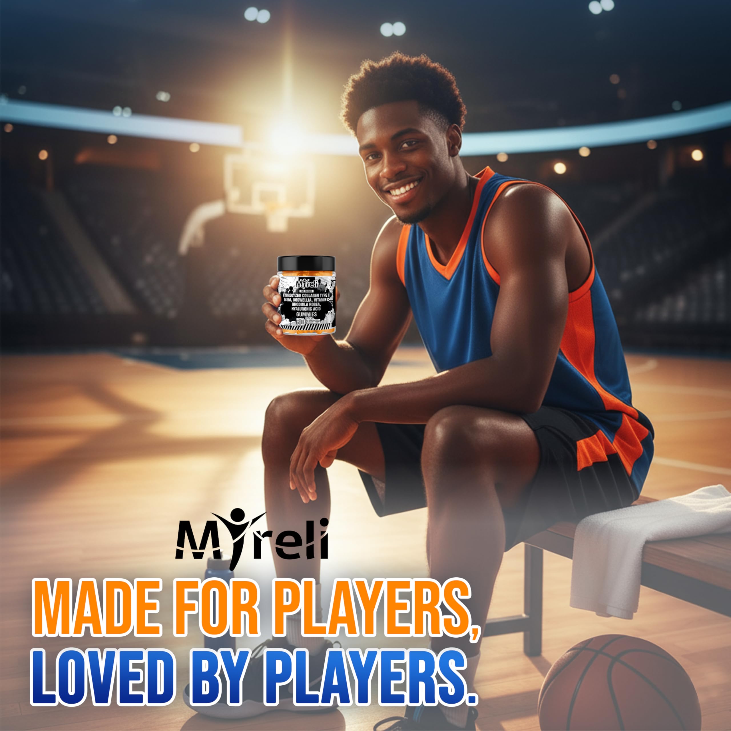 MYRELI Hydrolyzed Collagen Type II 500mg, MSM 700mg, Boswellia 200mg, Vitamin C 400mg, Rhodiola 100mg, Hyaluronic Acid 100mg, Joint Mobility, Flexibility, Basketball Athletes, Vegan, Non GMO, 60 Gummy MYRELI buy supplements canada