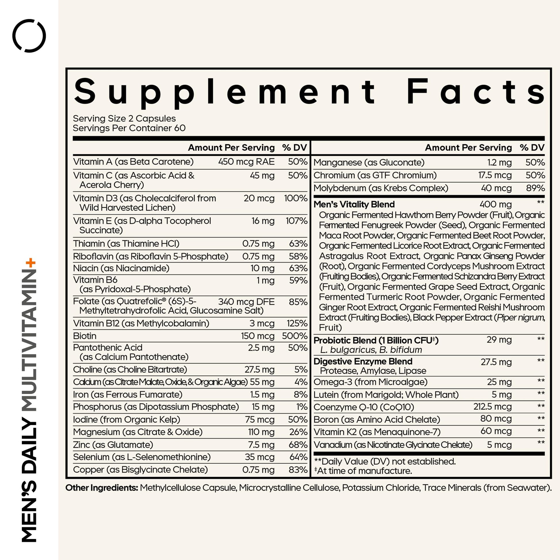 Codeage Men’s Daily Multivitamin – 25+ Essential Vitamins & Minerals, Organic Whole Foods, Probiotics, Omega-3, Zinc, Vitamins A, B, C, D, E & K – 120 Capsules Codeage buy supplements canada
