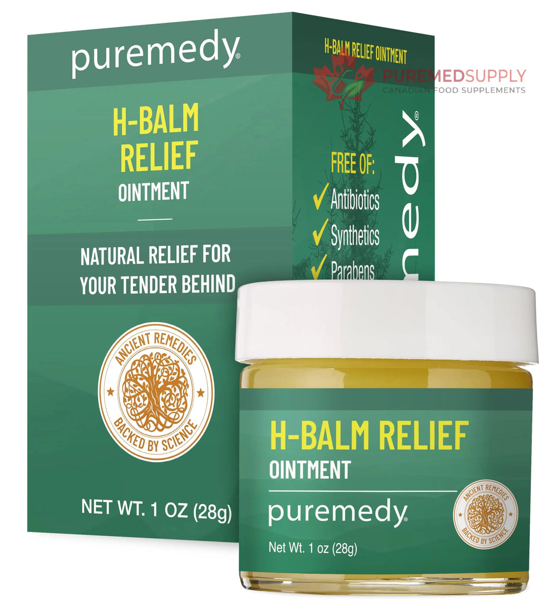 Puremedy - H-Relief Balm - All-Natural Salve for Bottom Lumps and Fissures, with Only Certified Organic or Wild Harvested Ingredients, 1 oz Puremedy buy supplements canada