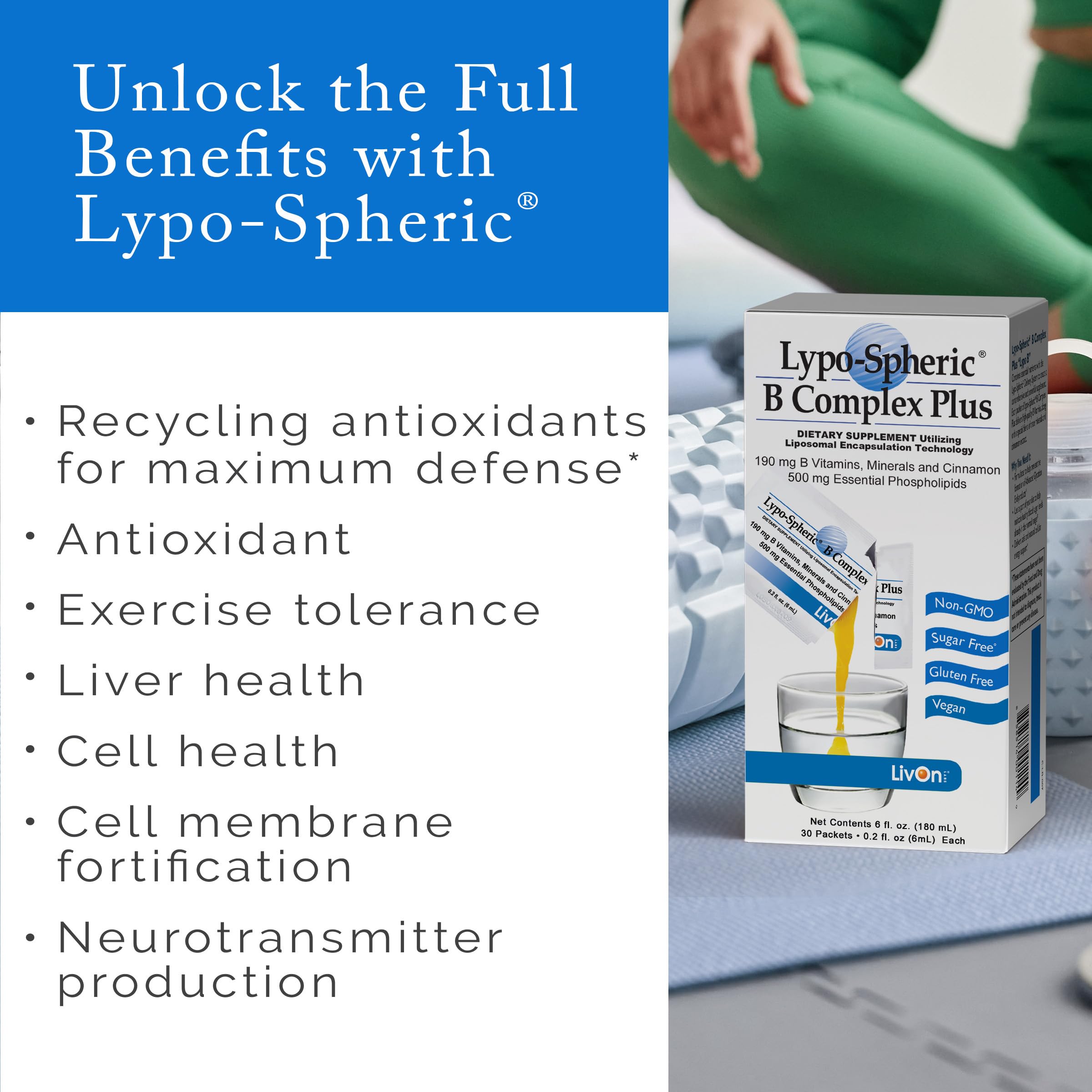 LivOn Laboratories Lypo–Spheric B Complex Plus – 30 Packets – 195 mg B Vitamins, Minerals & Cinnamon Per Packet – Liposome Encapsulated for Improved Absorption – 100% Non–GMO LivOn Laboratories buy supplements canada