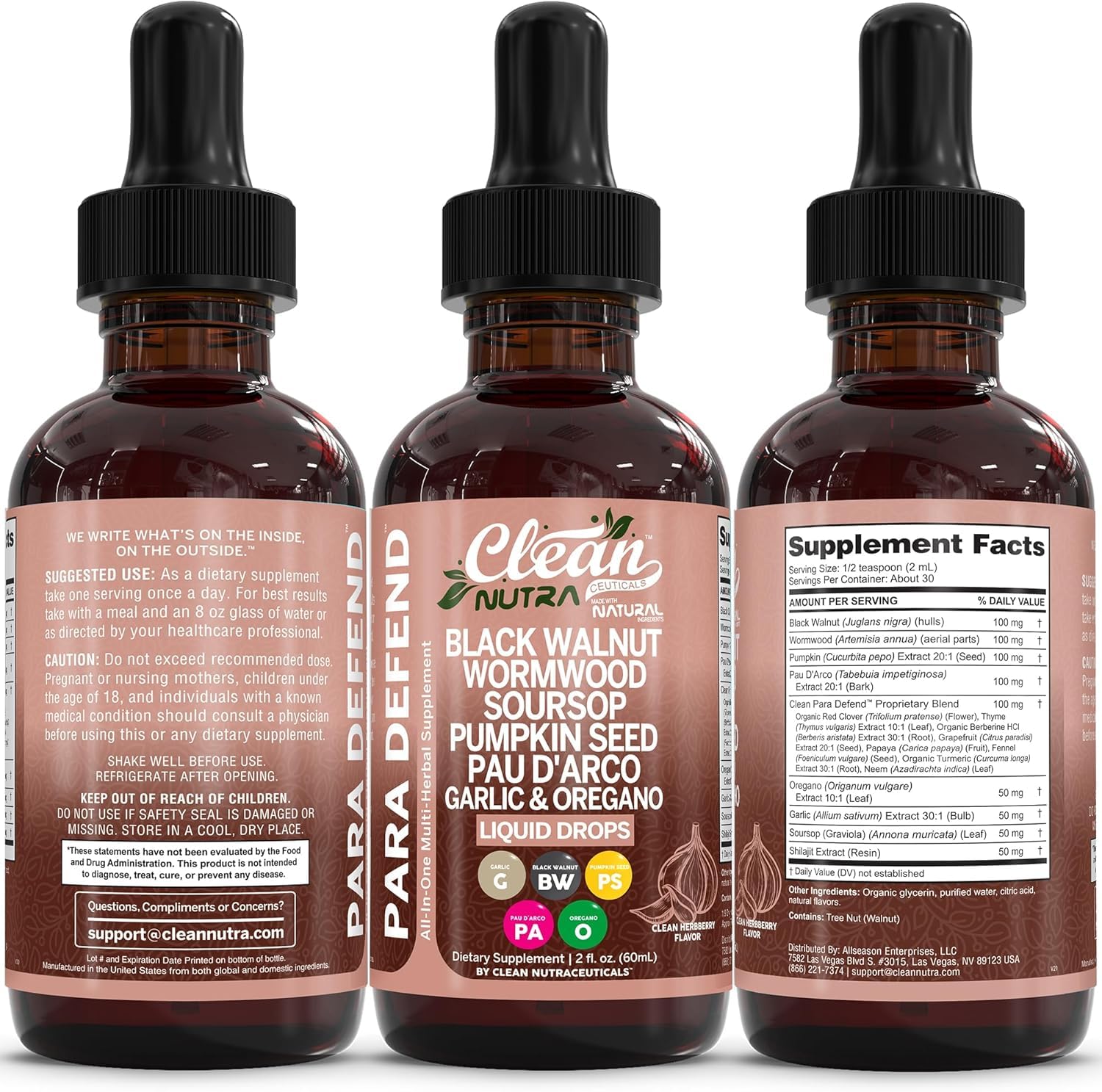 para Defend Wormwood Black Walnut Cleanse for Humans Drops Liquid Soursop Garlic Pumpkin Seed PAU D'Arco Oil of Oregano Turmeric Clean Nutraceuticals buy supplements canada