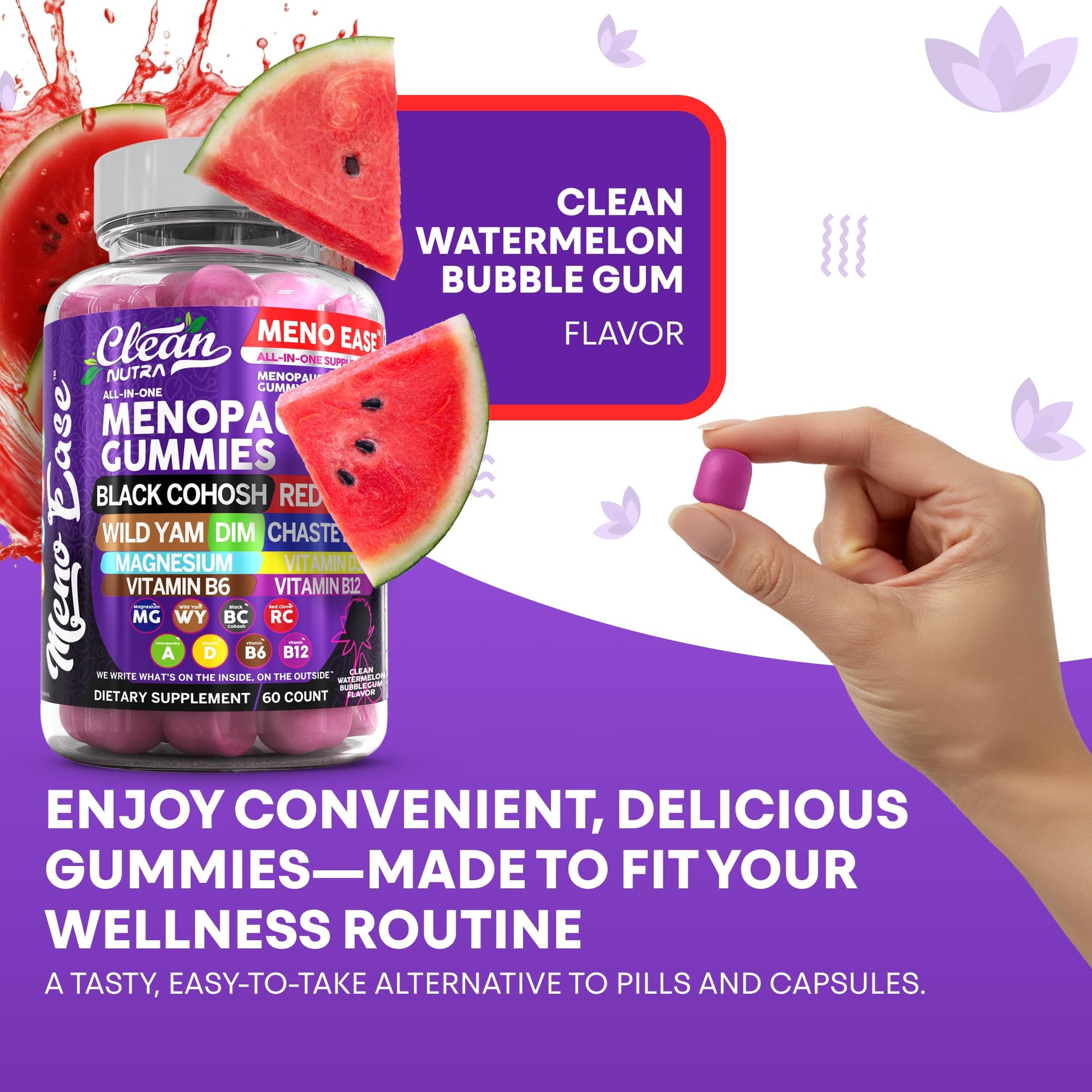 Menopause Supplement for Women Gummies with Black Cohosh, Wild Yam, DIM, Magnesium, Red Clover Chasteberry for Hormone Balance Relief Night Sweats Mood Plus Bergamot, Vitamin D3, Vitamin B6 B12 Clean Nutraceuticals buy supplements canada
