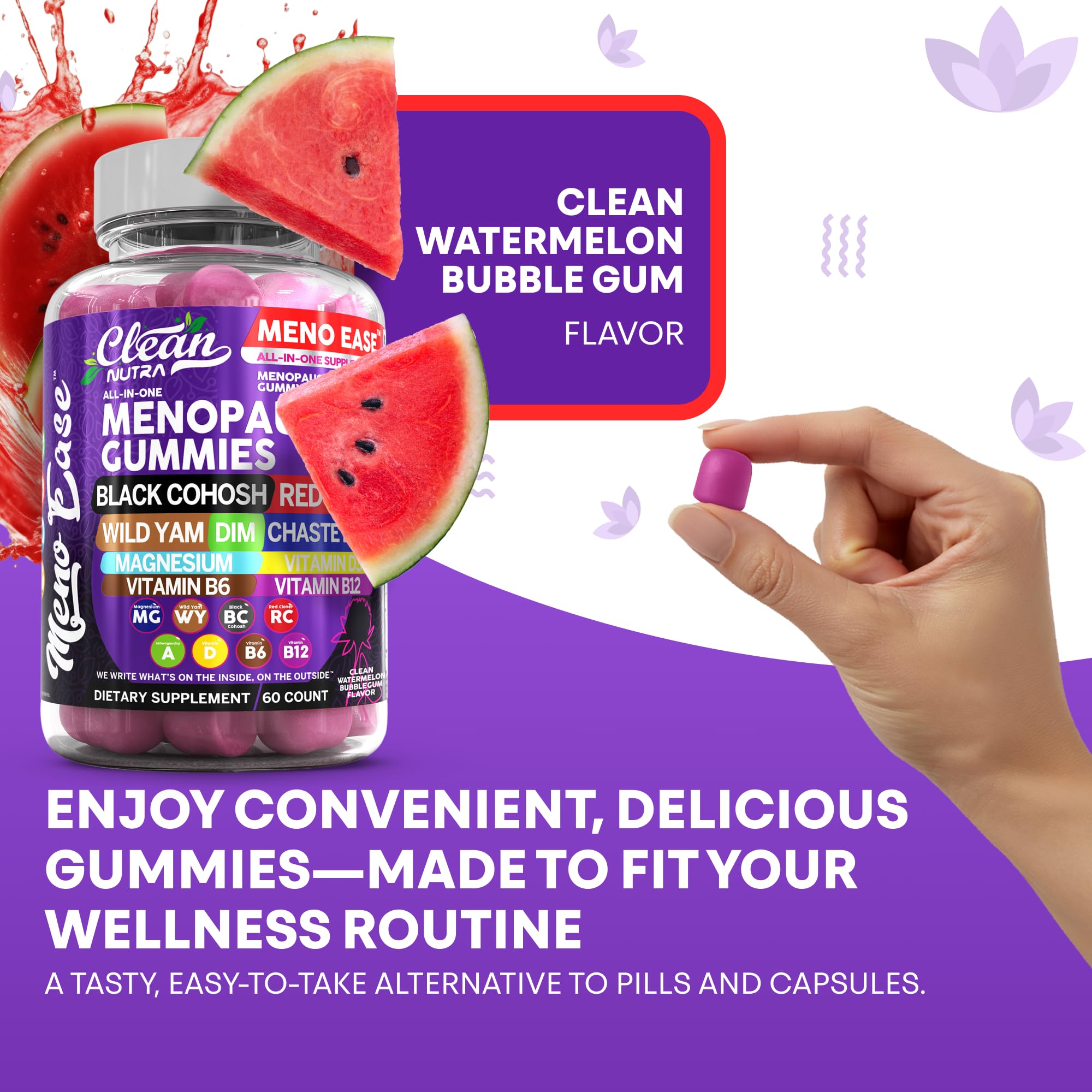 Menopause Supplement for Women Gummies with Black Cohosh, Wild Yam, DIM, Magnesium, Red Clover Chasteberry for Hormone Balance Relief Night Sweats Mood Plus Bergamot, Vitamin D3, Vitamin B6 B12 Clean Nutraceuticals buy supplements canada