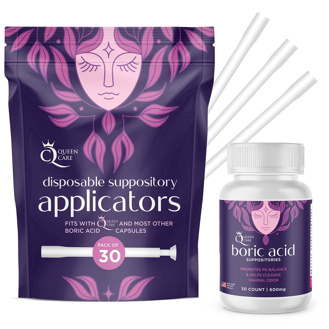Queen Care - Boric Acid Suppositories & Applicators, Complete Feminine Care, PH Balance for Women Queen Care buy supplements canada
