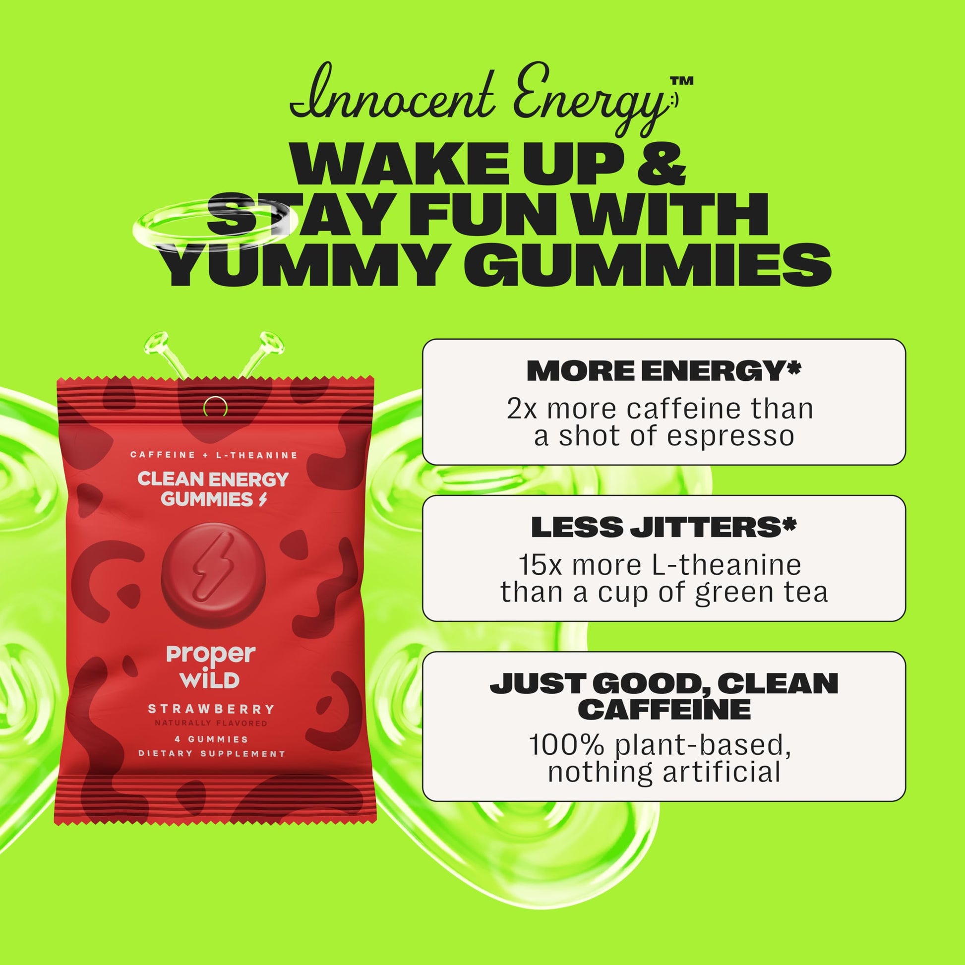 Proper Wild Energy Chews & Gummies for Focus & Clean Energy, Vegan with L-Theanine & Organic Caffeine, Plant-Based, Gluten-Free, Non-GMO, Strawberry (10-Pack) Proper Wild buy supplements canada
