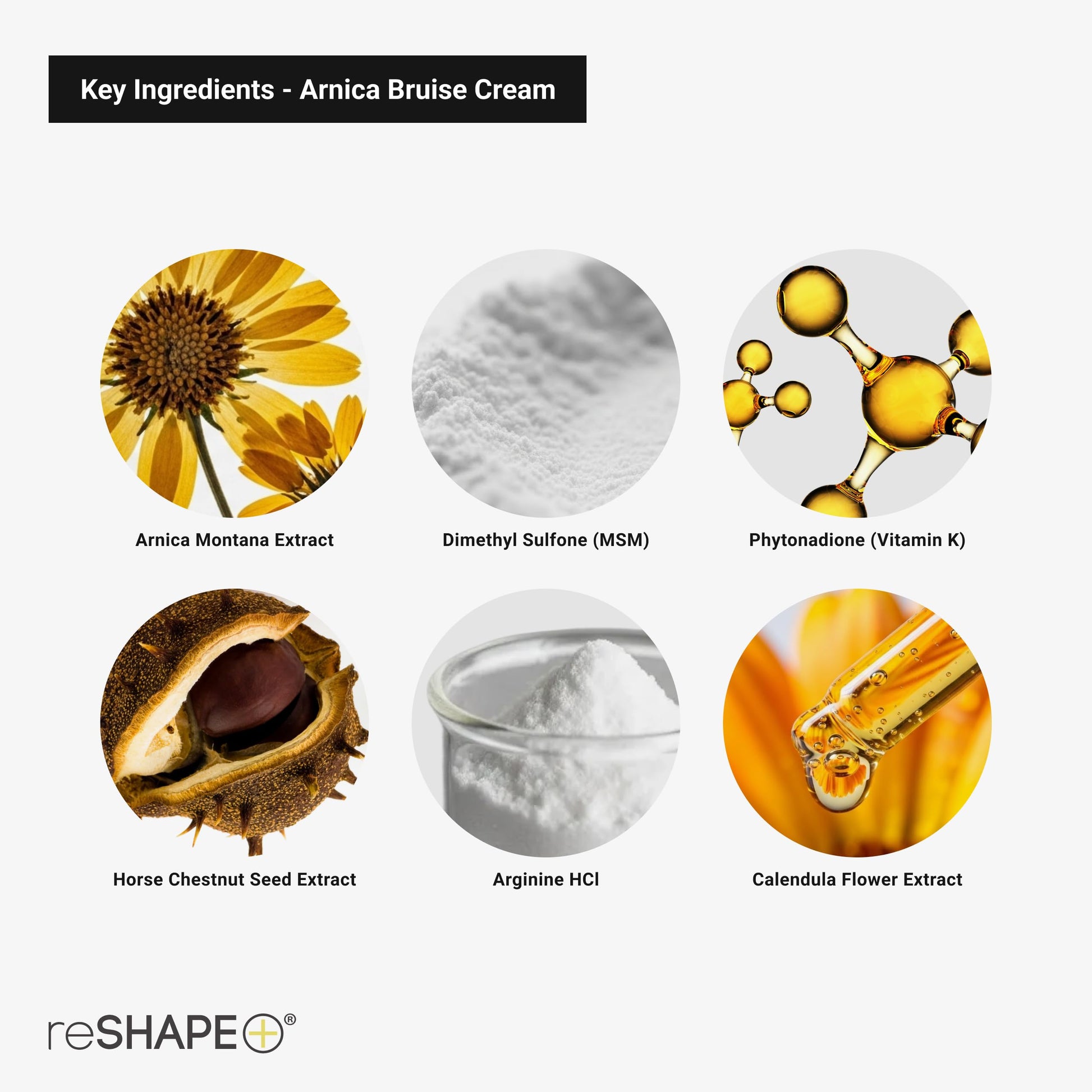Reshape+ Arnica Bruise Relief Topical Cream For Bruising, Swelling, & Discoloration On Skin, Natural Skin Care Homeopathic Arnica Lotion W/Vitamin K, Horse Chestnut, & Collagen, 8 Fl Oz (2-Pack) Reshape+ buy supplements canada