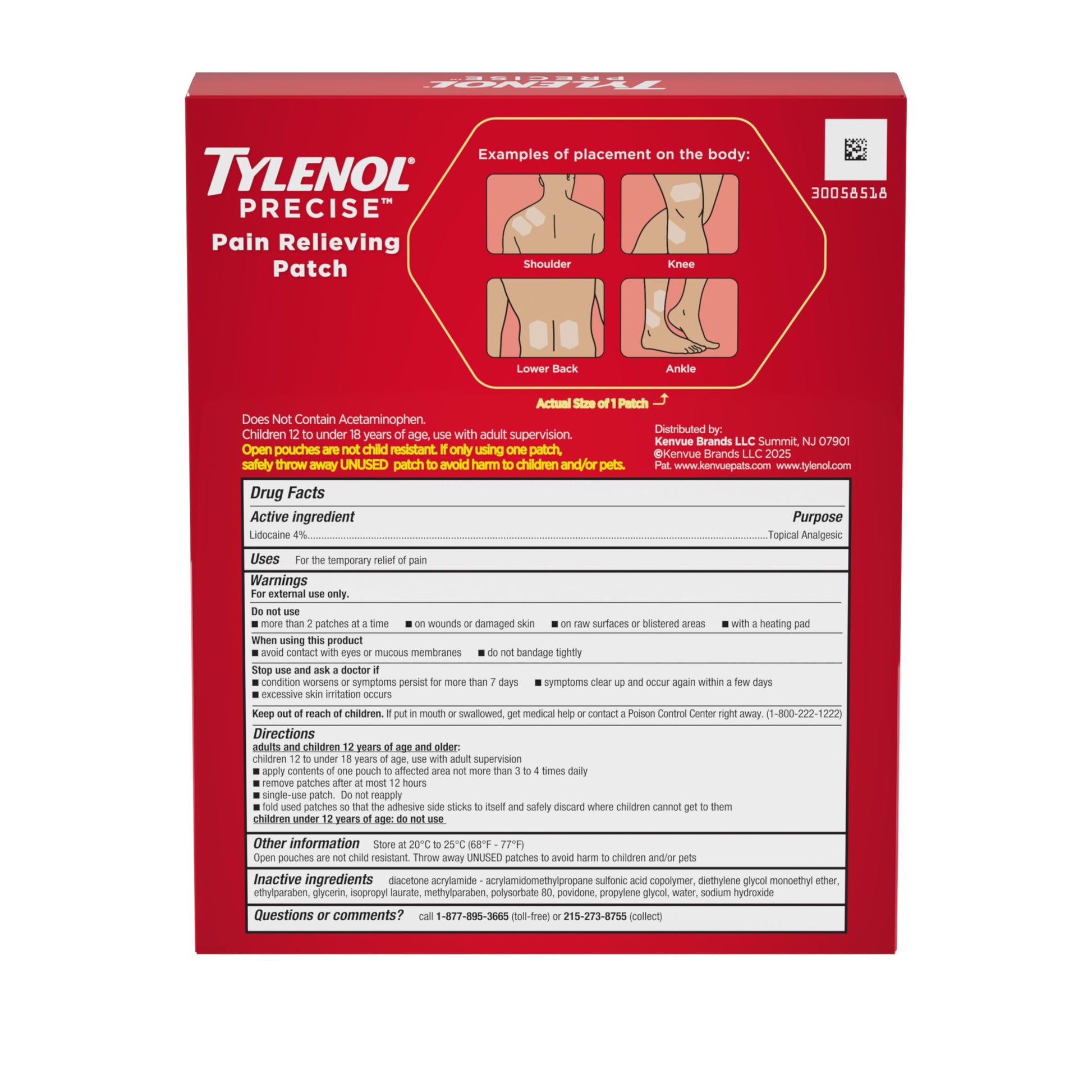 Tylenol Precise Pain Relieving Patches, Topical Analgesic Patches + Maximum OTC Strength Lidocaine Penetrates, Targeted Relief Ideal for Shoulder, Back & Knee Pain, Unscented, 3 x 2 ct Tylenol buy supplements canada