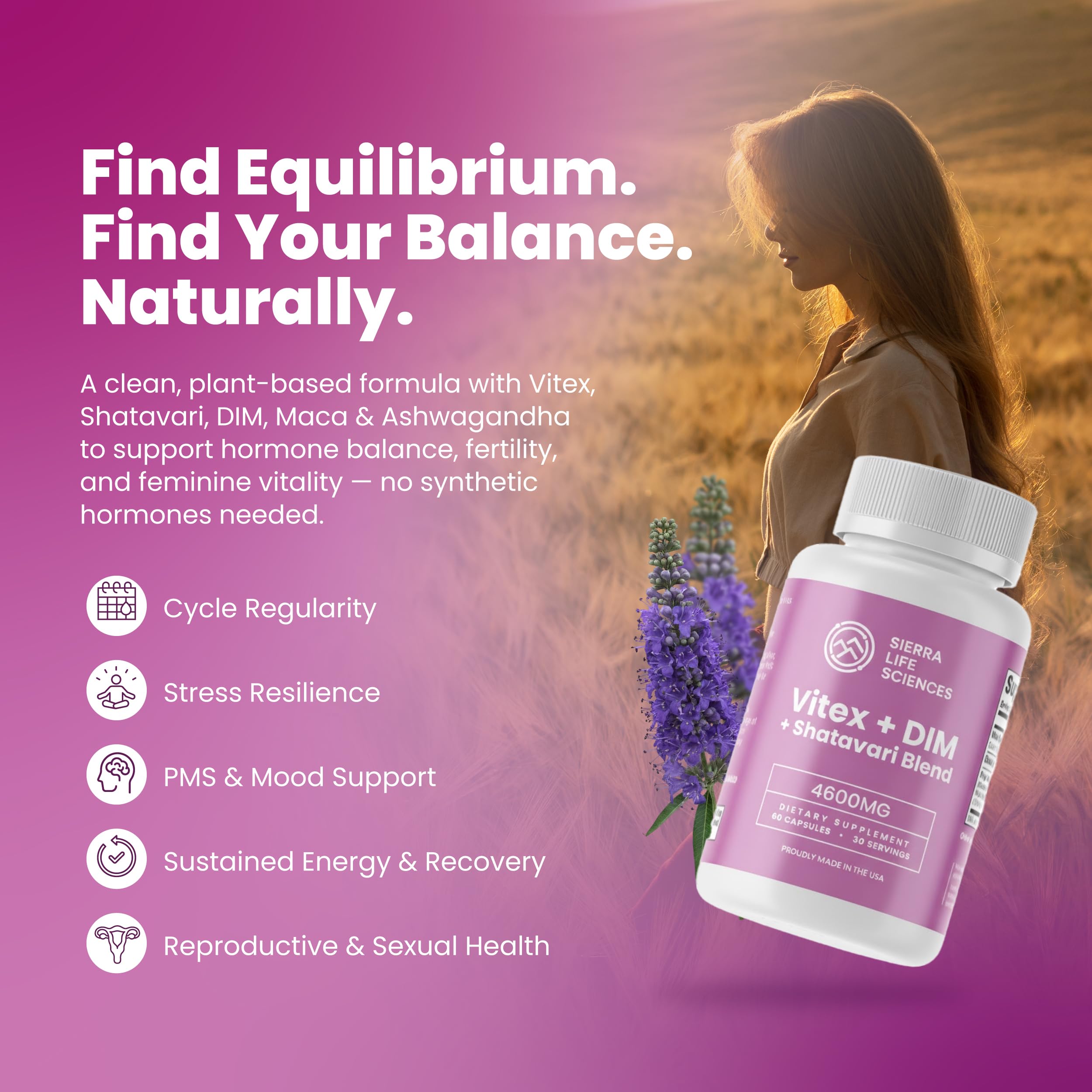SIERRA LIFE SCIENCES Hormonal Balance Blend for Women – Vitex, DIM, Shatavari + Adaptogenic Support – Menstrual & Menopause Relief – Vegan, Clean-Label Formula – 4600mg – 60 Capsules SIERRA LIFE SCIENCES buy supplements canada